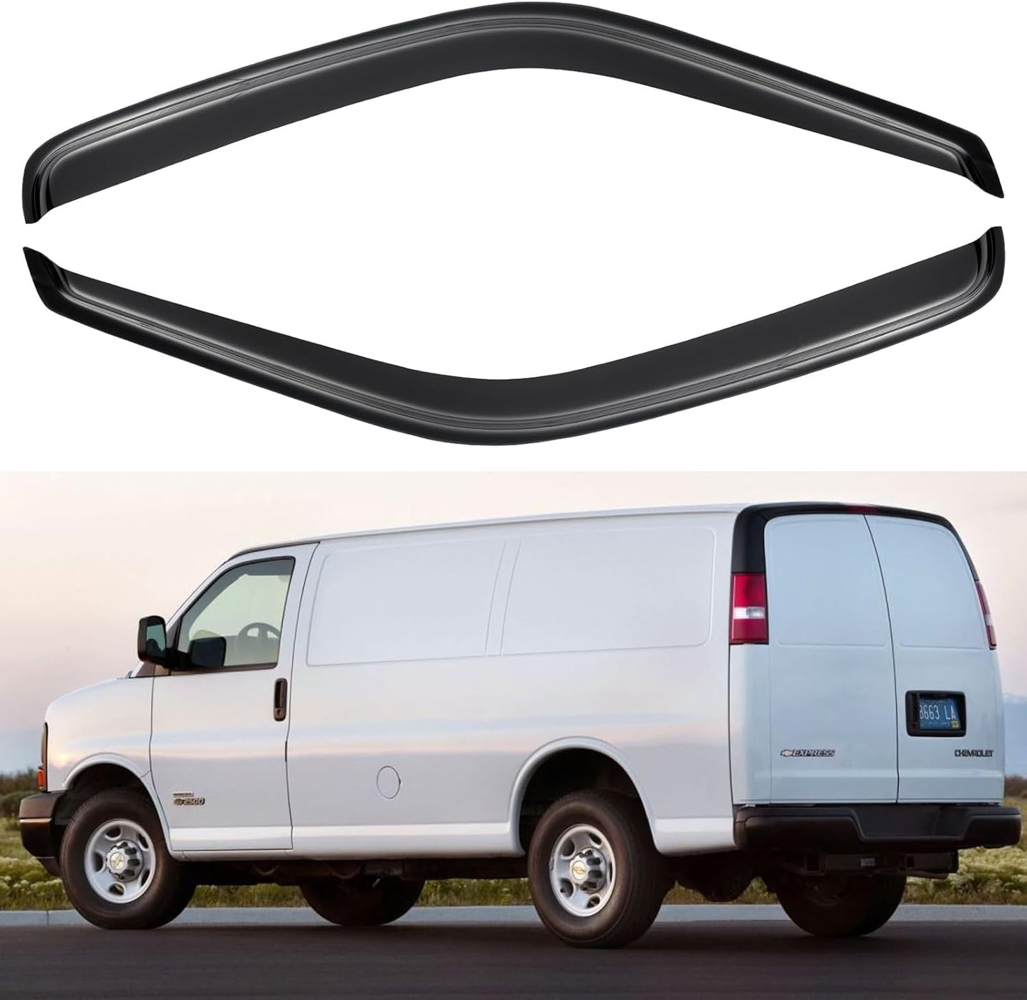 Window Visors Rain Guards Shield for 1996-2025 Chevy Express Van, Out-Channel Window Vent Wind Deflectors Visors Shades for 96-25 GMC Savana