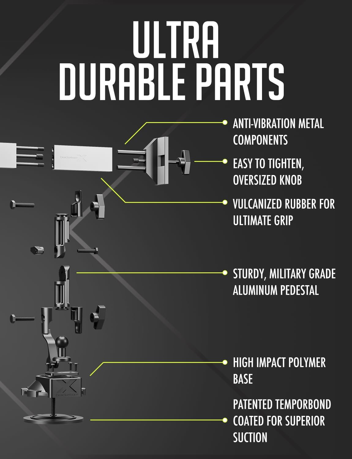 Bracketron HD Tablet Dock PRO Dash and Window Metal Clamp Mount, Universal Tablet Holder for Cars and Trucks, Compatible with Tablets Up to 10 Inches Wide