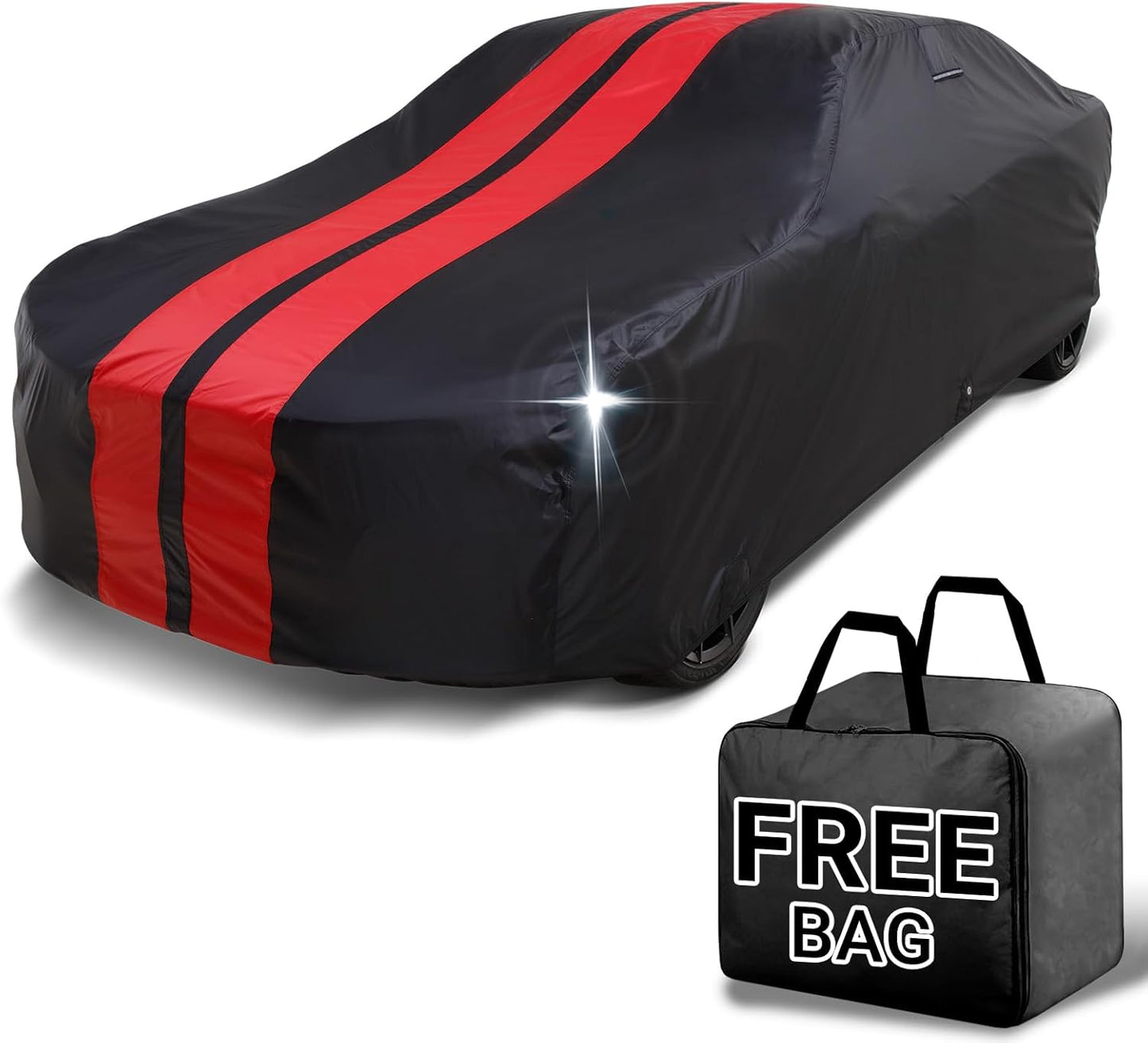 iCarCover Custom Car Cover for Chevy SSR (2003-2006) Waterproof All Weather Rain Snow UV Sun Protector Full Exterior Indoor Outdoor Car Cover (Stripe - Black/Red)