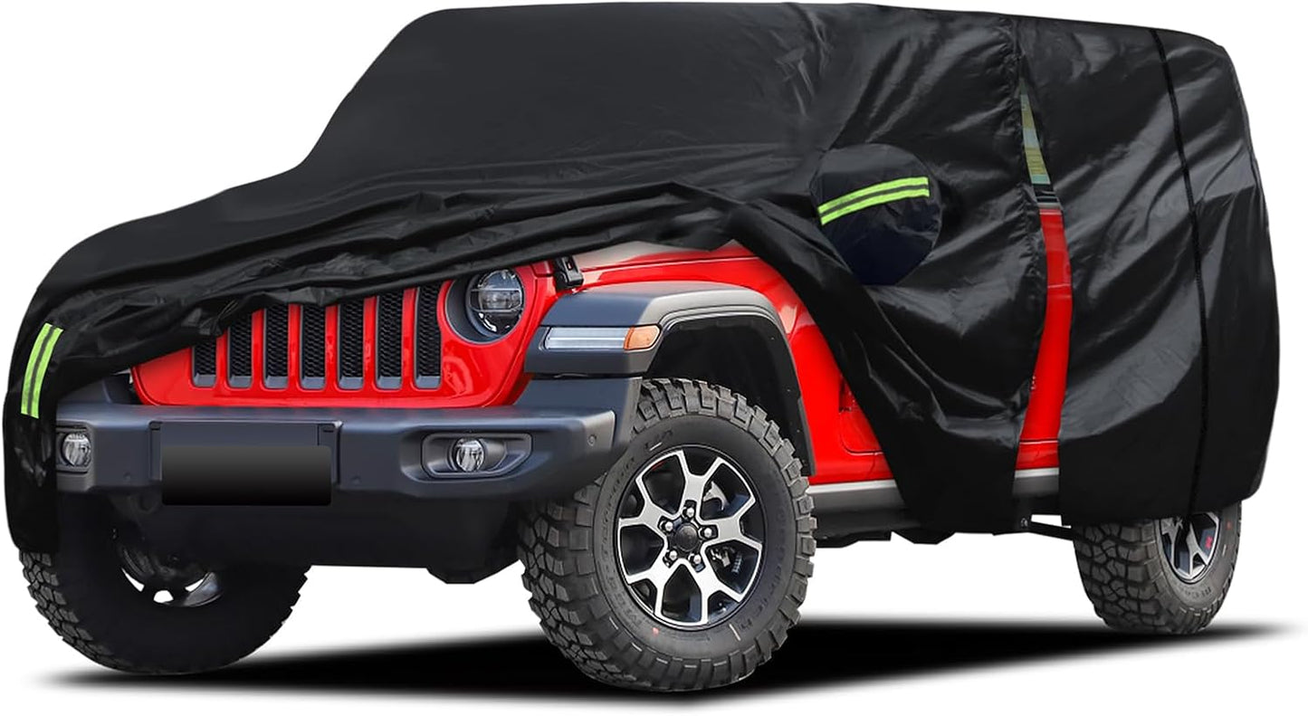 Car Cover Custom Fit for Jeep Wrangler 4 Door 2006-2025 JK JL, Migaven Waterproof Full Exterior Cover Rain Sun Protection with Door Zipper