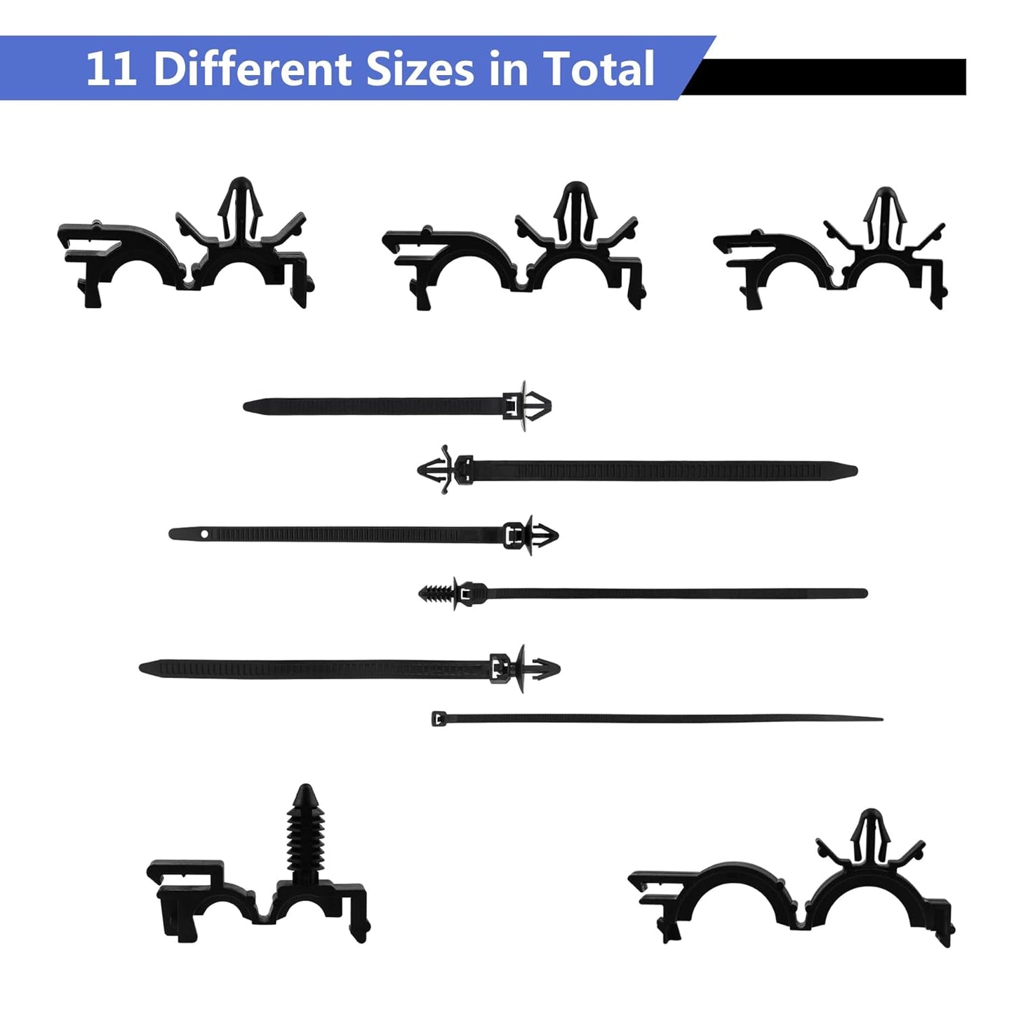 Car Harness Routing Clips 165PCS Assortment 11 Different Sizes Automotive Wire Routing Clips Replacement Parts for Honda GM Mazda Jeep Wrangler