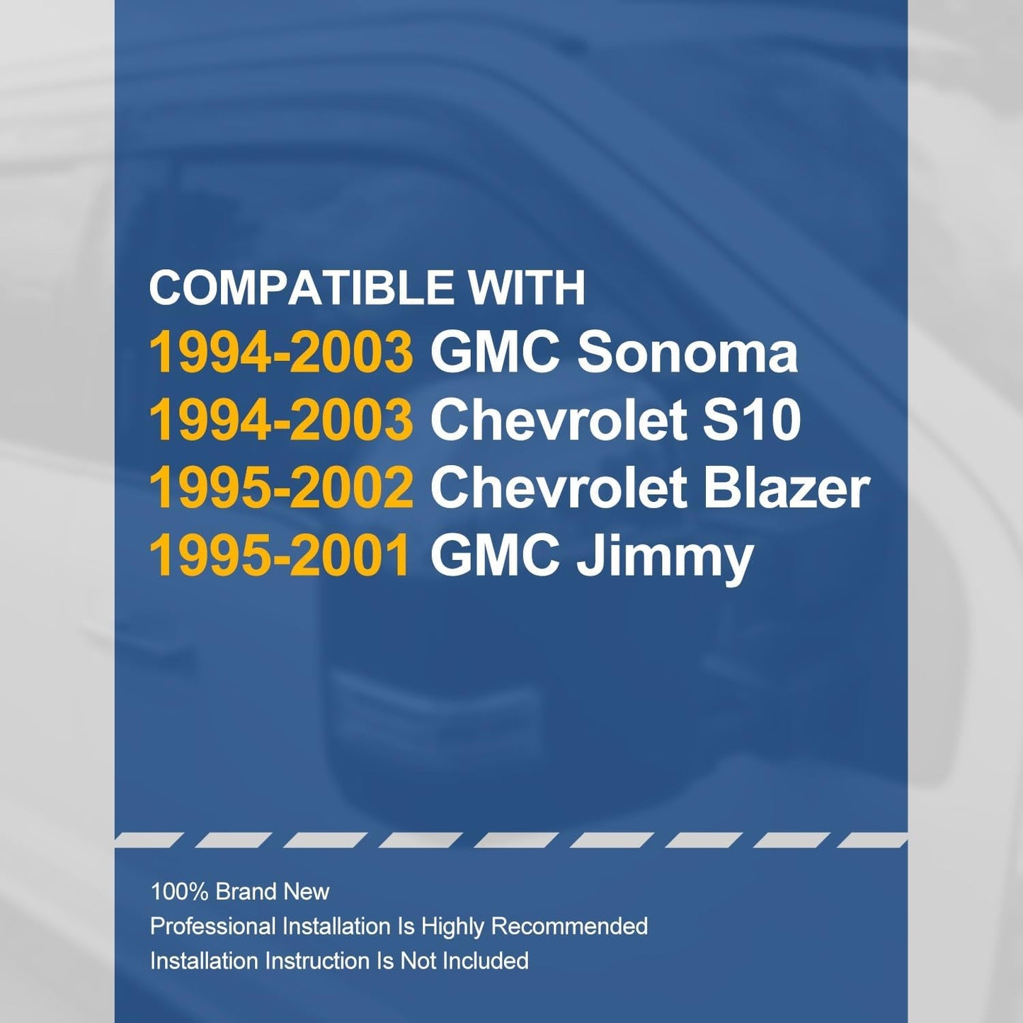 Auto Dynasty 2Pcs Carbon Fiber Pattern Window Visors Compatible with 1994-2003 Chevy S10 Blazer GMC Sonoma Jimmy, Tape-On Front Window Deflectors Rain Guards Sun Wind Air Side Vent Shade, Glossy Black