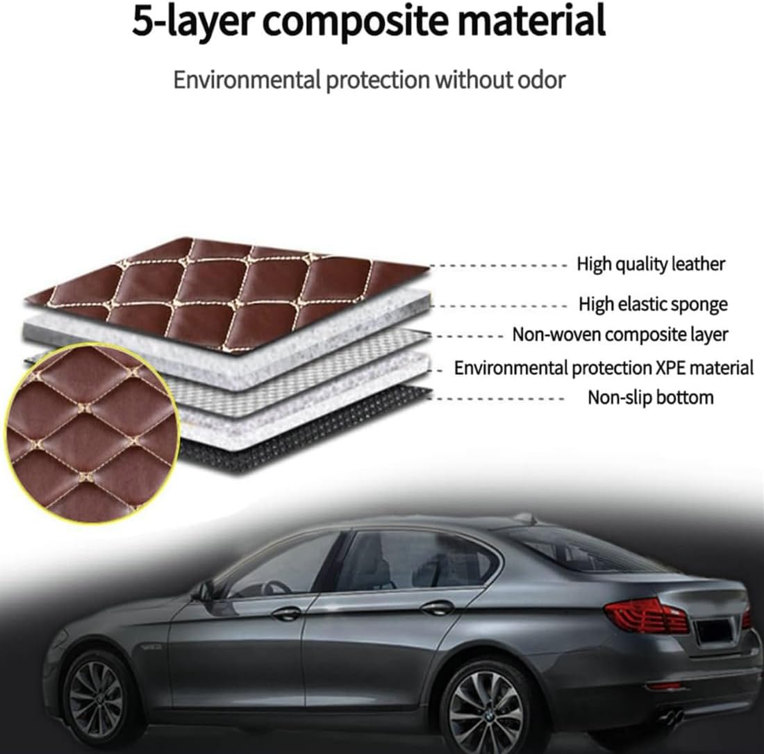 Custom Personalized Floor Mats for Cars，Luxury Full Coverage All Car Floor Mats，Anti-Slip Leather Car Mat Set ，Custom Floor Mats for 99% of Cars, Trucks & SUVs. (Red Dual Color)