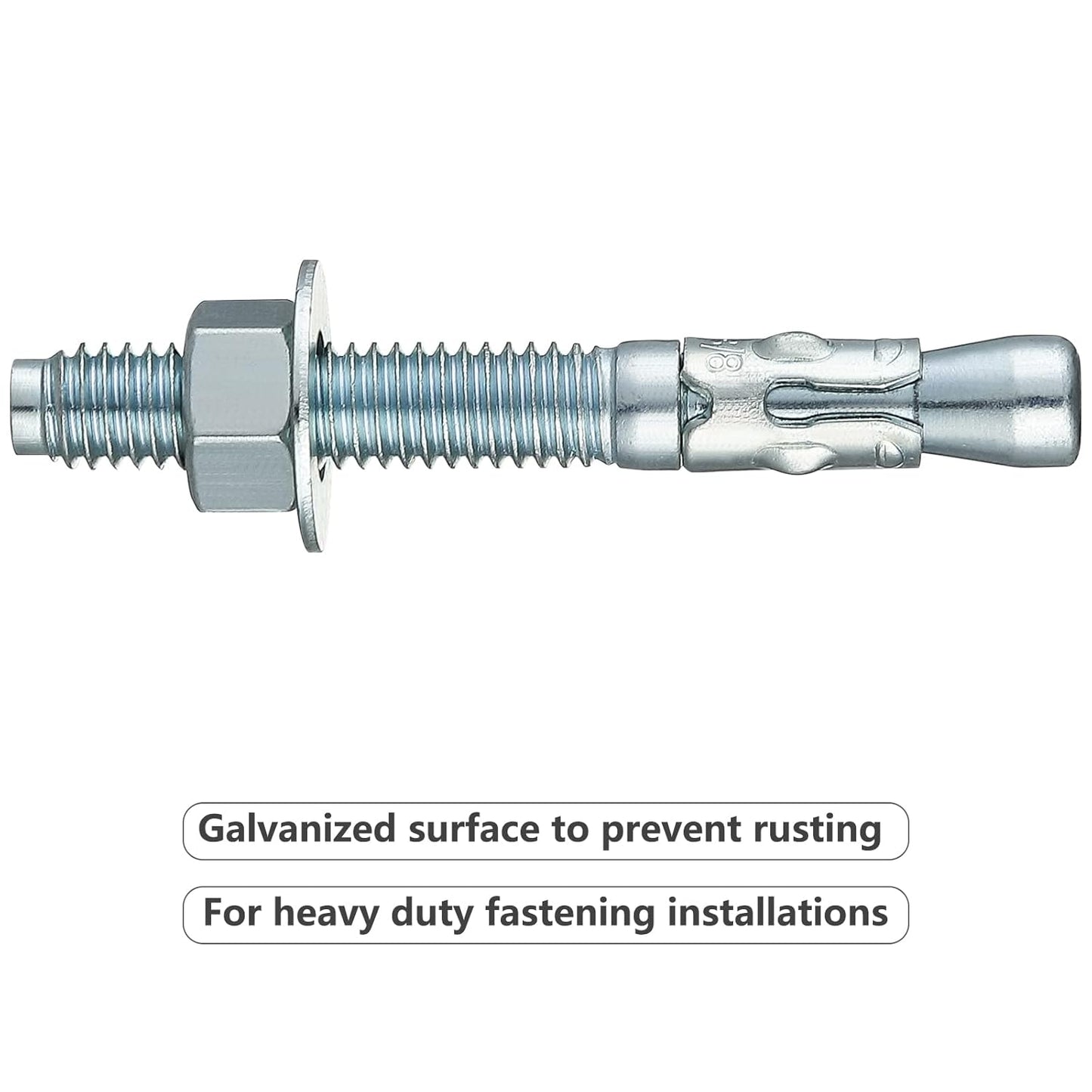 1/2x8 10Pcs Inch Standard Fasteners for Heavy-Duty Zinc Wedge Anchors for Cement and Concrete