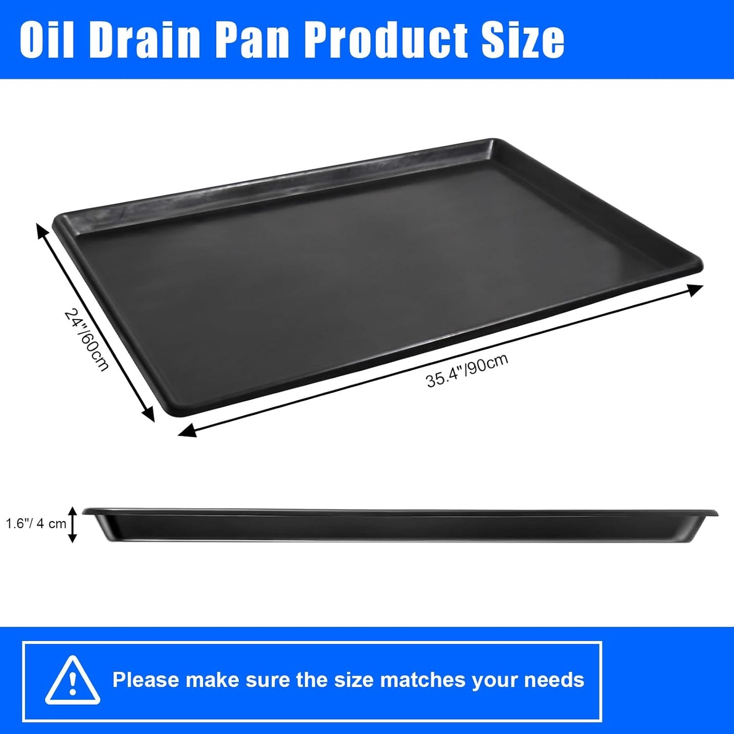 6 Pack Extra Large Oil Drip Pan, 35.4 x 24 x 1.6 in Oil Change Drain Pan, Plastic Oil Drip Tray for Under Car, Oil Catch Pan Tray for Garage, Fridges, Washing Machines, Cat Litter Box Bottom