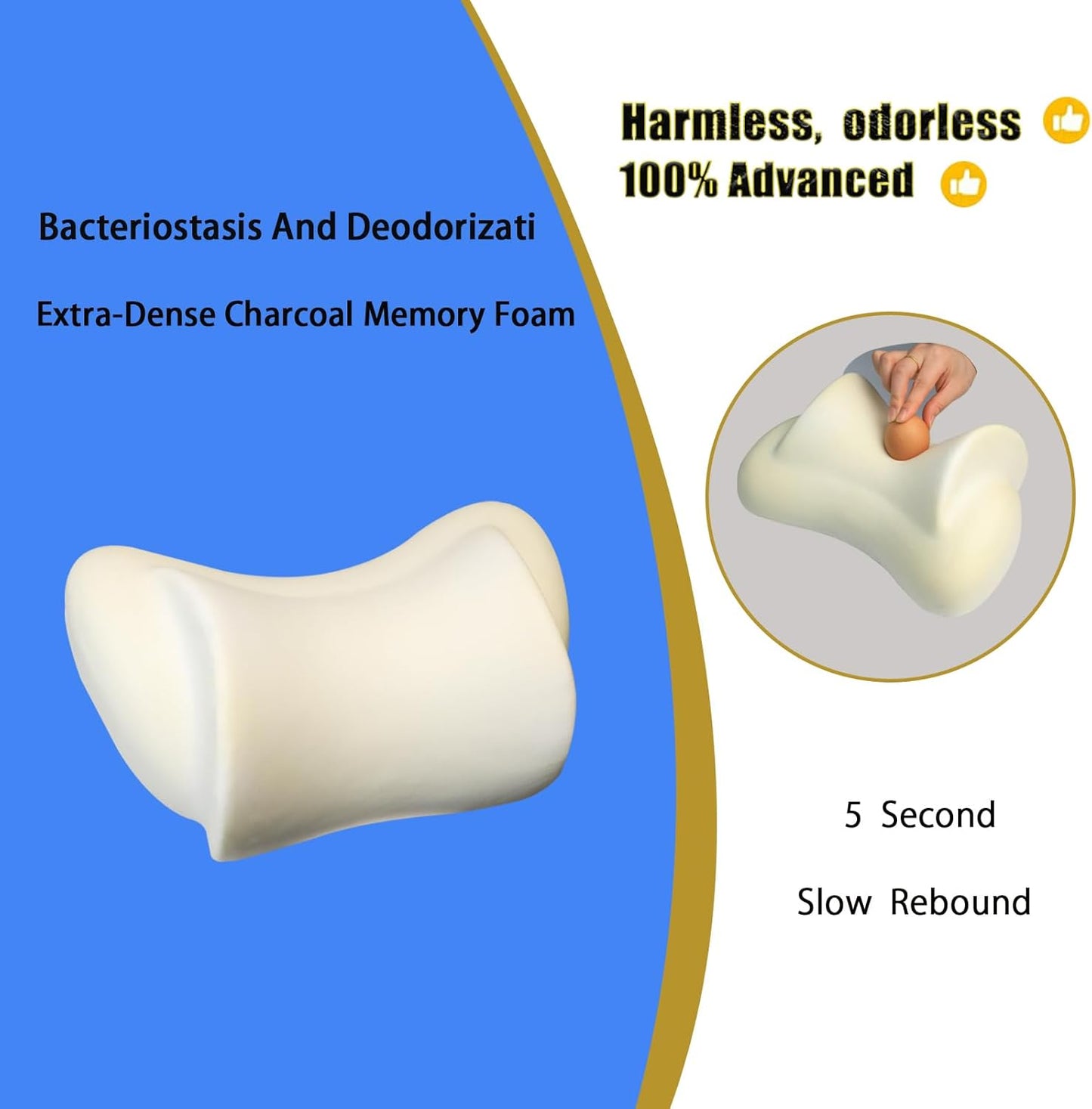 Car Neck Pillow for Driving Gaming Chair Neck Pillow with Adjustable Strap and Removable Cover, Memory Foam Headrest Pillow for Chairs, Ergonomic Design, 2 Pack