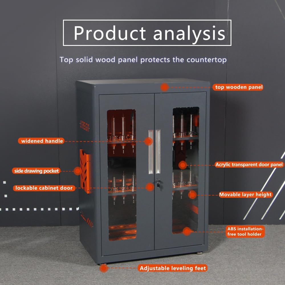 CNC Tool Storage Rack Organizers, Large Capacity CNC Tool Storage Cabinet with Lock, Suitable for Various Types of CNC Tool Holder Keeper for Warehouse Workshop