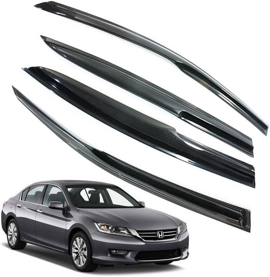 Rain Guards for Honda Accord 2013-2017 4-Door Sedan, Black Modern Outside Mount Tape-on Side Window Deflectors for Cars, 4 pcs