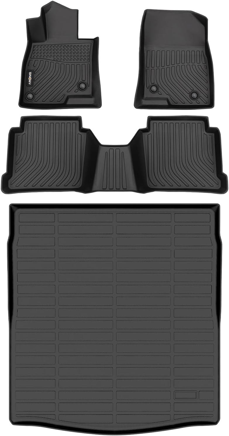 GINOWY- Floor Mats & Cargo Liner for Mazda 6 2014-2021, TPE All Weather Protection Car Mats for Mazda 6 2021, Non-Slip Floor Liners Waterproof Heavy Duty Automotive Accessories Black