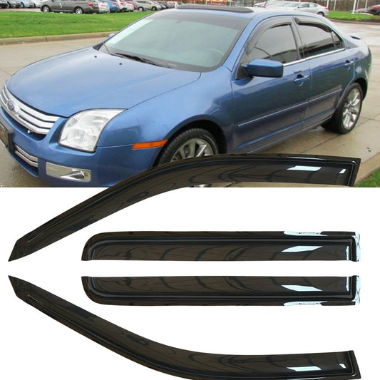 4pcs Shatterproof Outside Mount Style Sun Rain Guards Side Window Wind Deflectors Vent Window Visors for 06 Lincoln Zephyr 07-12 Lincoln MKZ 06-12 Fusion 06-11 Mercury Milan 94550