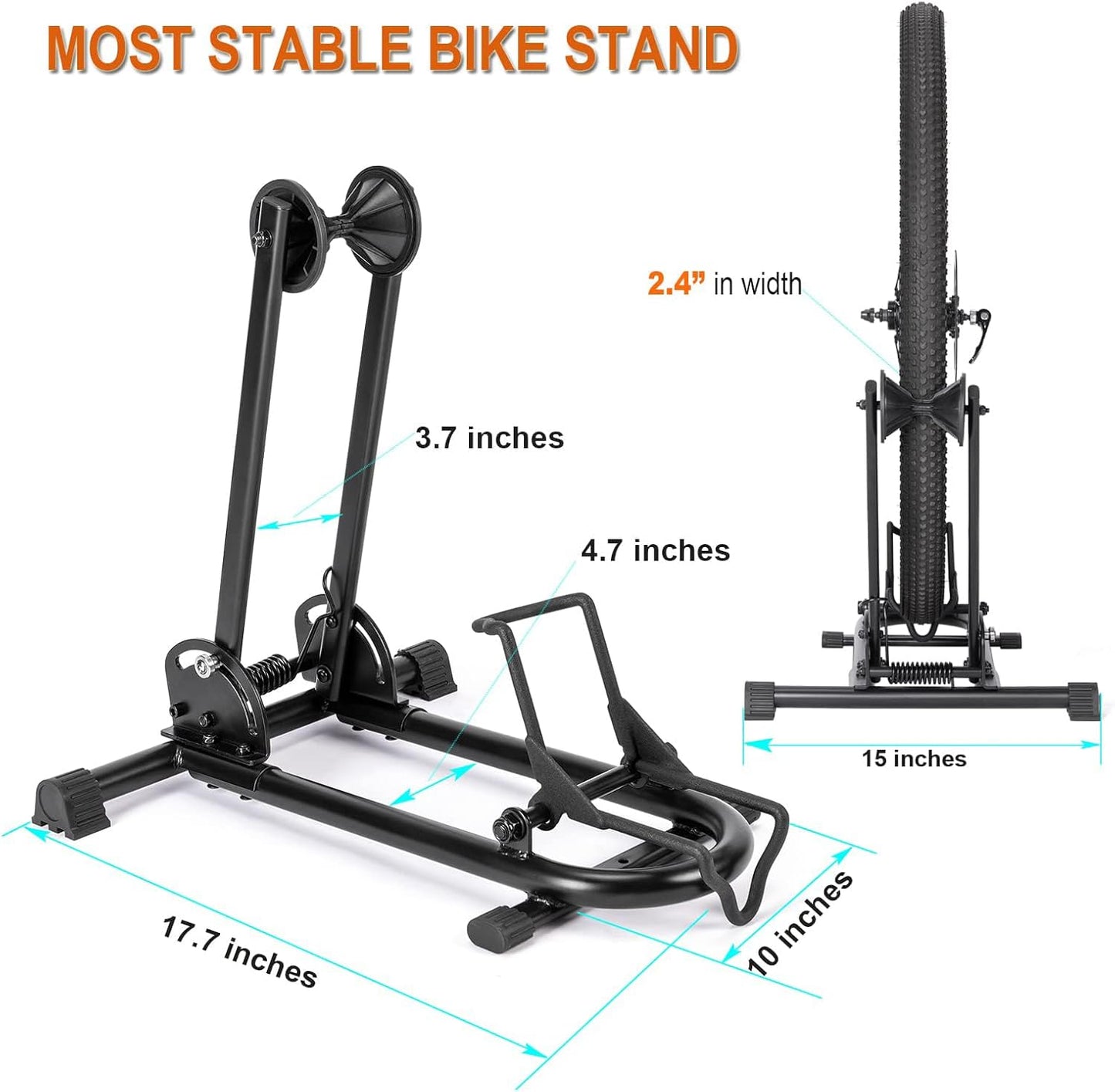 Indoor Bike Floor Stand - Bike Stand Rack for Garage/Home - Bike Storage Bicycle Parking Rack Fit 26”-29” Mountain Road Bikes (2 Bike Rack)