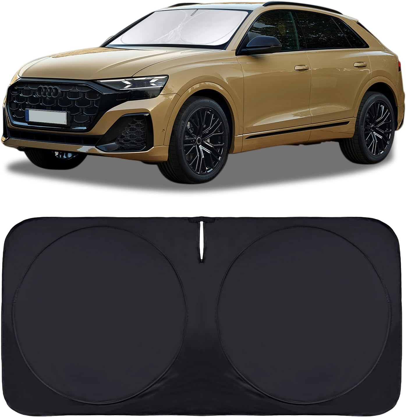 Custom Sunshade Windshield Sun Shade for 2018-2023 2024 2025 2026 Audi Q5 Q8 SUV Accessories Front Window Shades Cover for Windshield Sun Visor Screen Foldable 2 Layers 210T Protector Blocks UV Rays