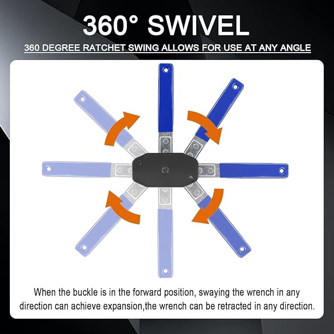 Brake Caliper Compression Tool, Brake Caliper Tool, Caliper Piston Compressor Tool with 2 Heavy-Duty Caliper Hooks, 5-in-1 Universal 360° Ratcheting System for Car Disc Brake Repair Blue (Blue)