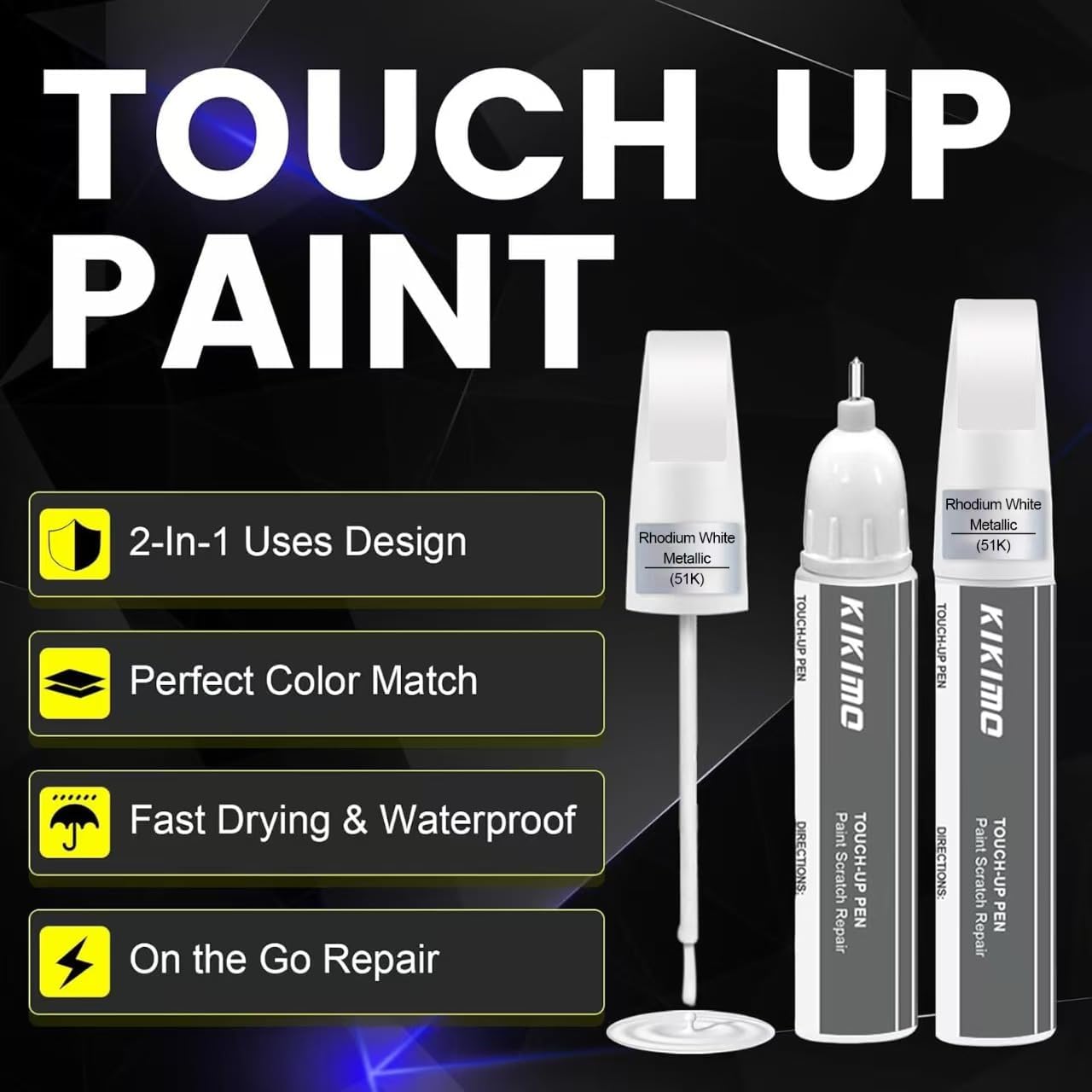 KIKIMO for Mazda Touch Up Paint(Zircon Sand Metallic(48T)), Car Paint Repair Kit for Mazda, 2 In 1 Scratches Repair with Pen Tip and Brush, Color-Matched for Quick & Easy Fix