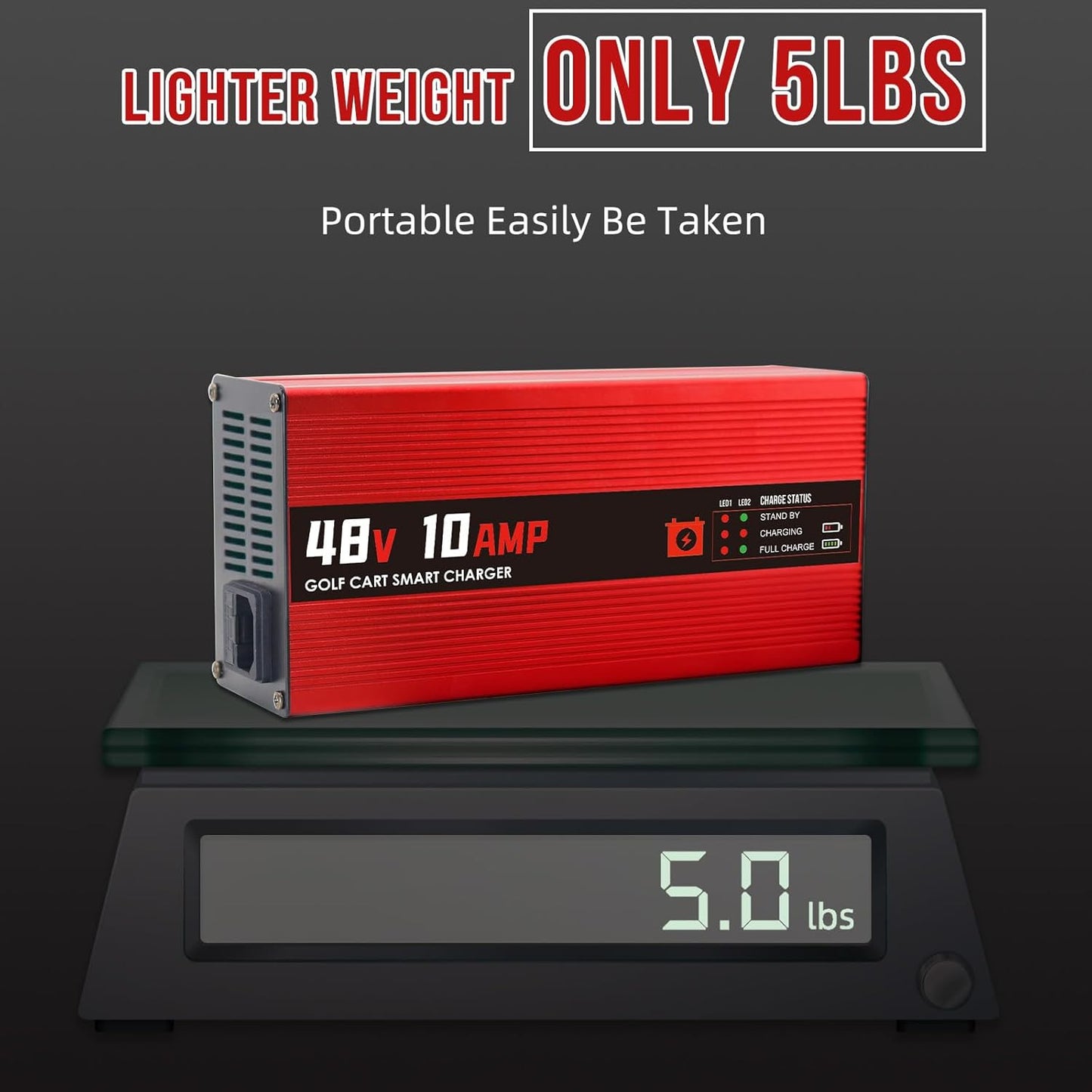 48V 10AMP Golf Cart Battery Charger for 48 Volt G29 Drive & Drive 2 Golf Carts Lead-Acid Battery Smart Charger with 3-Pin Leaf Plug