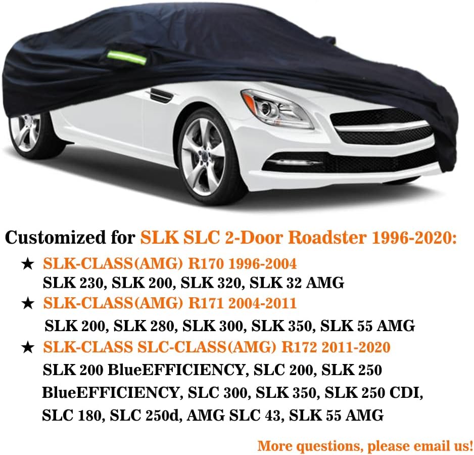 Car Cover Compatible with Mercedes-Benz SLK SLC R171 R172 SLK350 SLK250 SLK300 SLK200 SLK320 1996-2020 SLK SLC Roadster, Waterproof All Weather Cover with Cotton Lining, Rain Sun Snow UV Covers