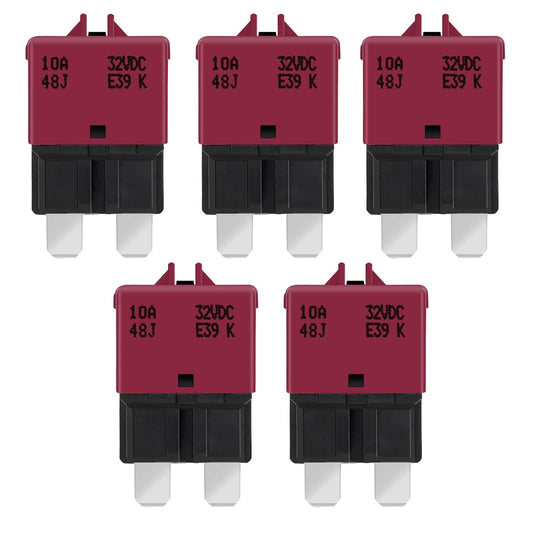 GLOSO Circuit Breaker E39 (T3) Manual Reset Fuse for Car Truck RV Automotive Marine Boat Trolling Motor & Custom Wiring Audio Battery Protection/Low Profile ATC/ATO (10A - 5 Pack)