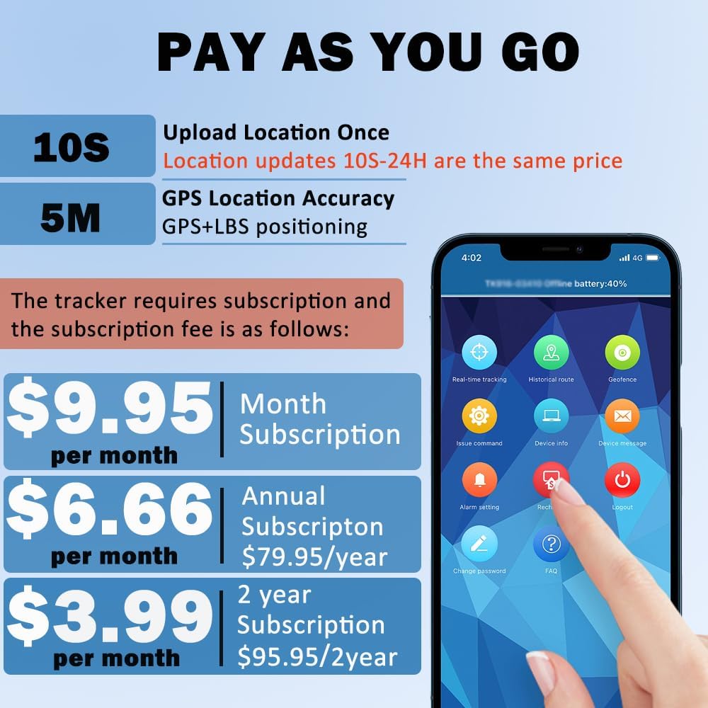 Small GPS Tracker for Vehicles Magnetic 60 Days Long Battery Life, Rastreador GPS para Carros Mini Tracking Devices for Cars Hidden Real-time Tracking Low Subscription Locator Anti-Theft TK903