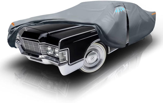 Waterproof Lincoln Continental(1988-2002) Car Cover with Breathable Vents, [2025 Upgrade] Premium Covers with Cotton Liner and Zipper Door, Sun Rain Snow Dust Uv Protection.(Gift with Towel)
