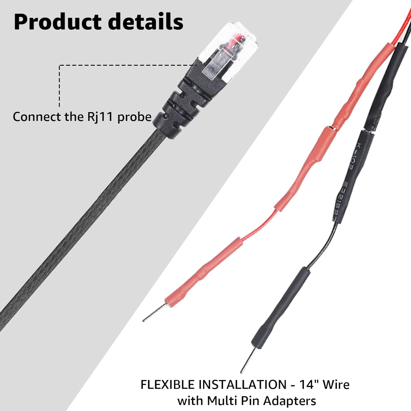 2PCS RJ11 Replacement Mirror Wire Power Cord for Uniden Radar Detectors，Fits R4 R3 R1 R7 R8 Model(3005201U)