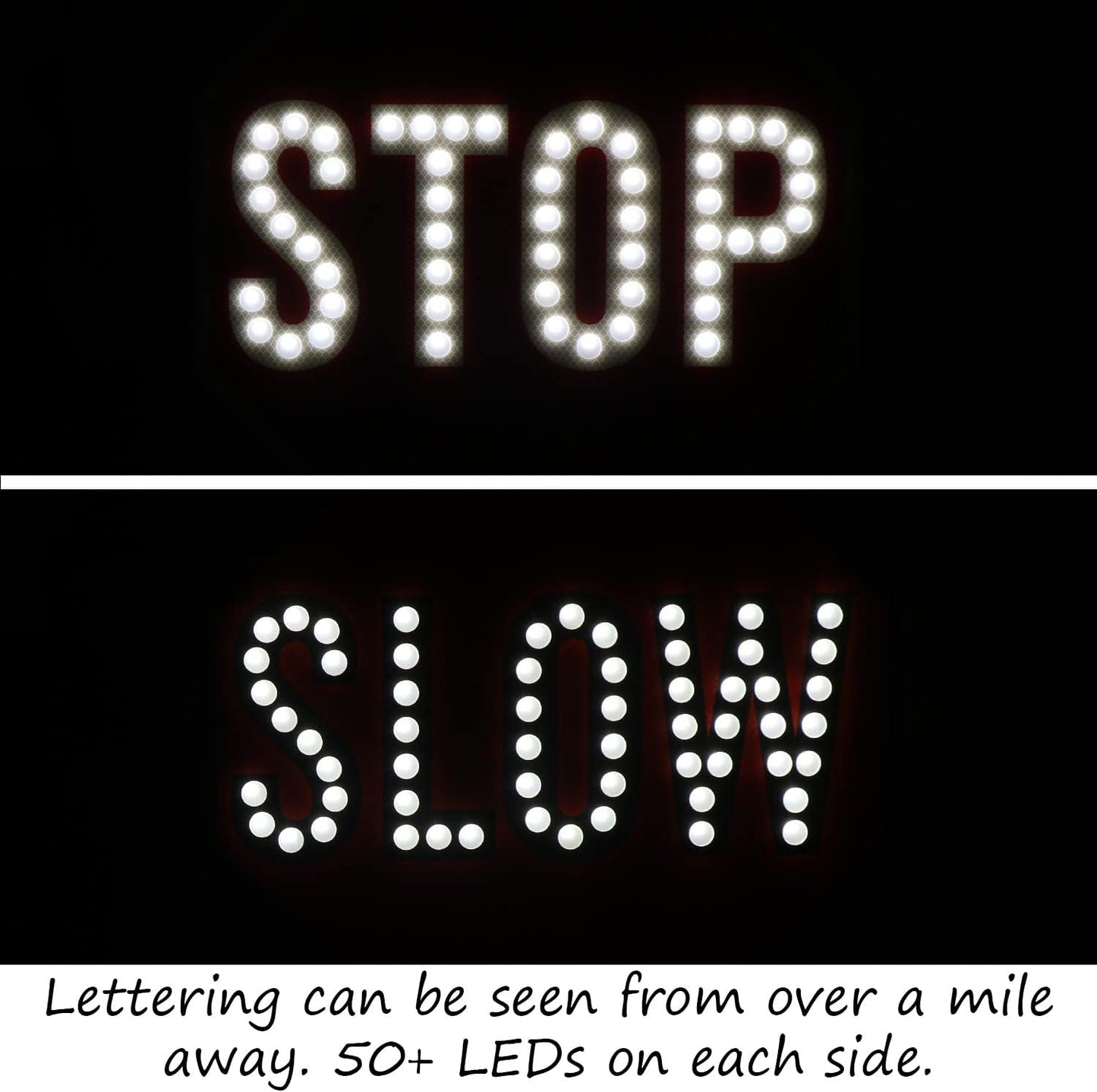 SmartSign 24" LED Stop/Slow Paddle, Rechargeable Battery & Charger, 2-Sided Reflective Hand Held Aluminum Sign with Strap, Steady/Flashing Light Modes, Foam-Padded Grip, 1-Pack