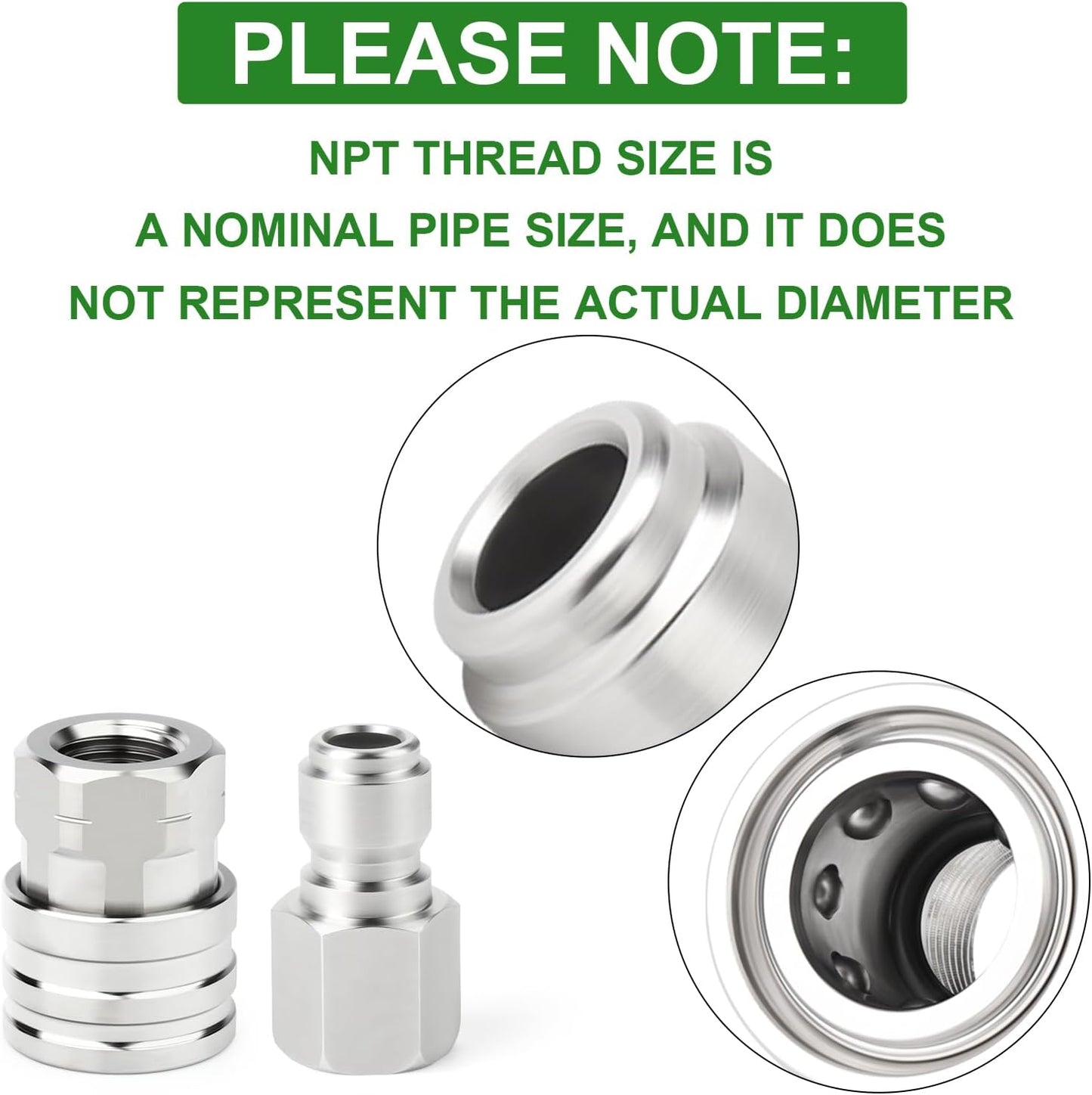 TAISHER 12PCS 304 Stainless Steel Pressure Washer Adapter Kit, Quick Connect Fittings，1/4" Female