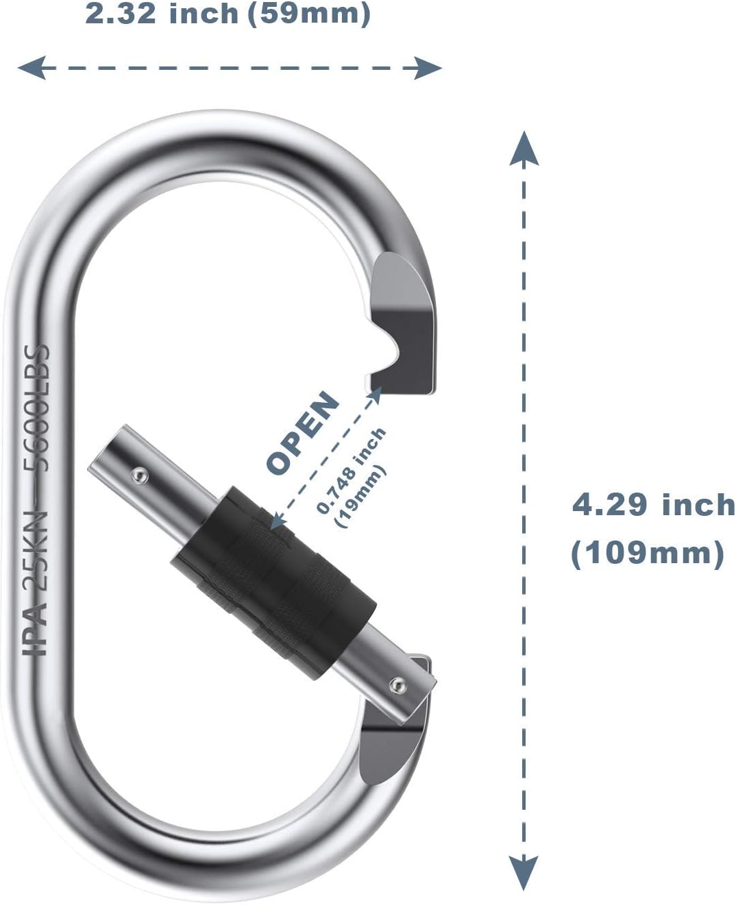 Oak-Sports Caribeener Clips,Climbing Carabiner(25kn=5600lbs),Heavy Duty Carabiner Clip,Multipurpose for Rigging, Ropes, Hammocks, Not Suitable for Pull-up Bars(2pack)