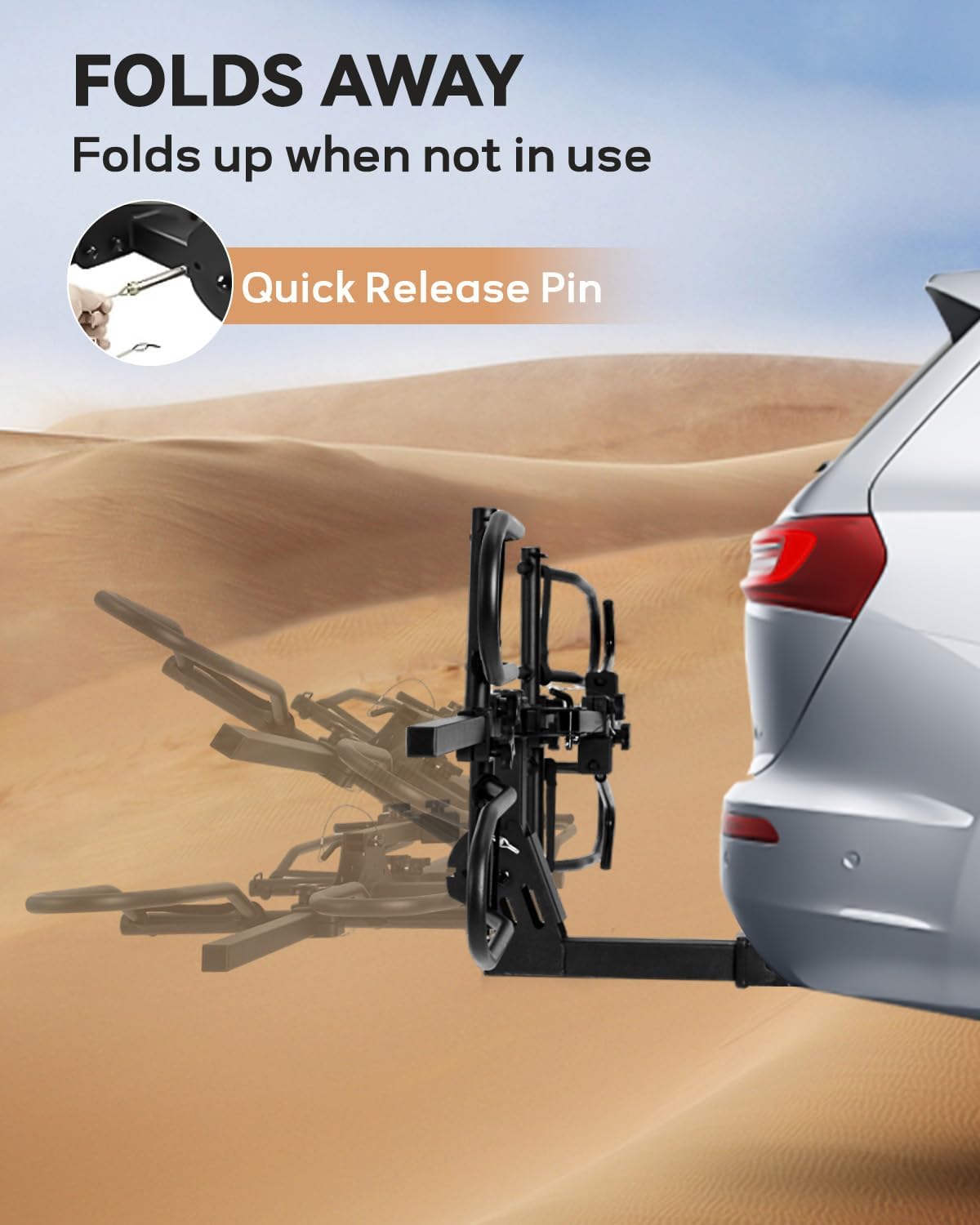 Bike Rack Hitch with Lock, 2 Bike Rack for Car SUV RV Camper Truck Trailer, Hitch Bike Rack for Fat Tire, Mountain Bikes, EBikes and EMTB, 180 lbs Capacity Bike Carrier for 2" Receiver