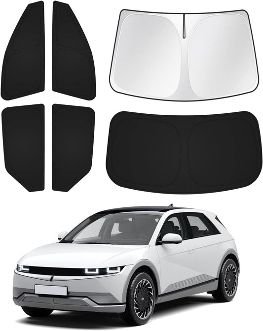 Windshield Sun Shade for Hyundai Ioniq 5 2022-2025 2026 Ioniq 5 Accessories Sunshade Side Rear Window Shade Cover Sun Visor Shield Privacy Protection Keep Vehicle Cool Black 6PCS