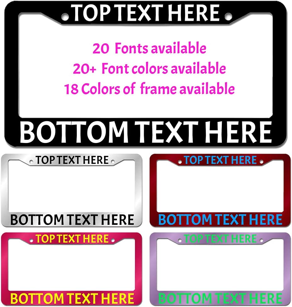 License Plate Frames for Cars, Make Your Own Text Custom License Plate Frame Holder, Message Designs Metal Decorative Customizable Personalized