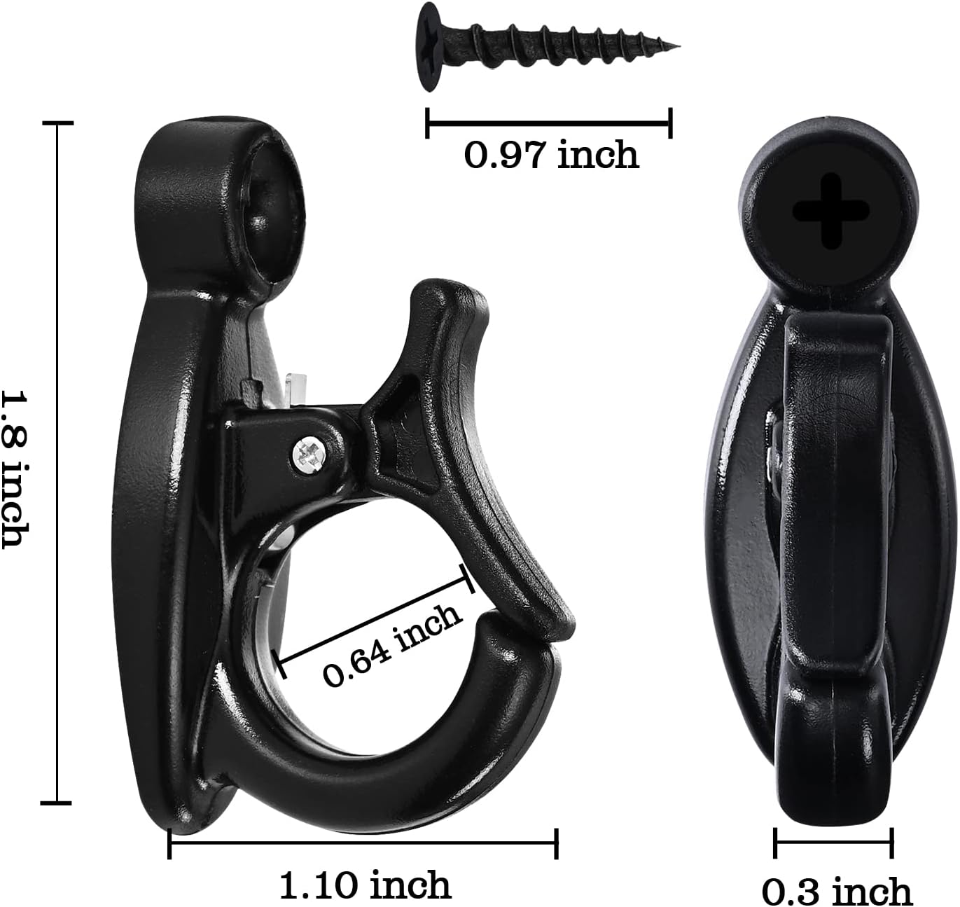 Elrswy 40Pack,Light Hanger Hooks,String Light Hooks,Screw-in Hooks for Hanging String Lights and Wire,Plants,Wind Chimes,Plastic,Black, Wall, Hooks-SQ-01