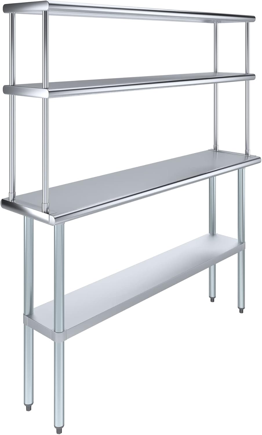 Amgood Stainless Steel Work Table Wide Double Tier Overshelf | NSF | Metal Kitchen Prep Table & Shelving Combo (14" x 60" Work Table + 12" Overshelf)