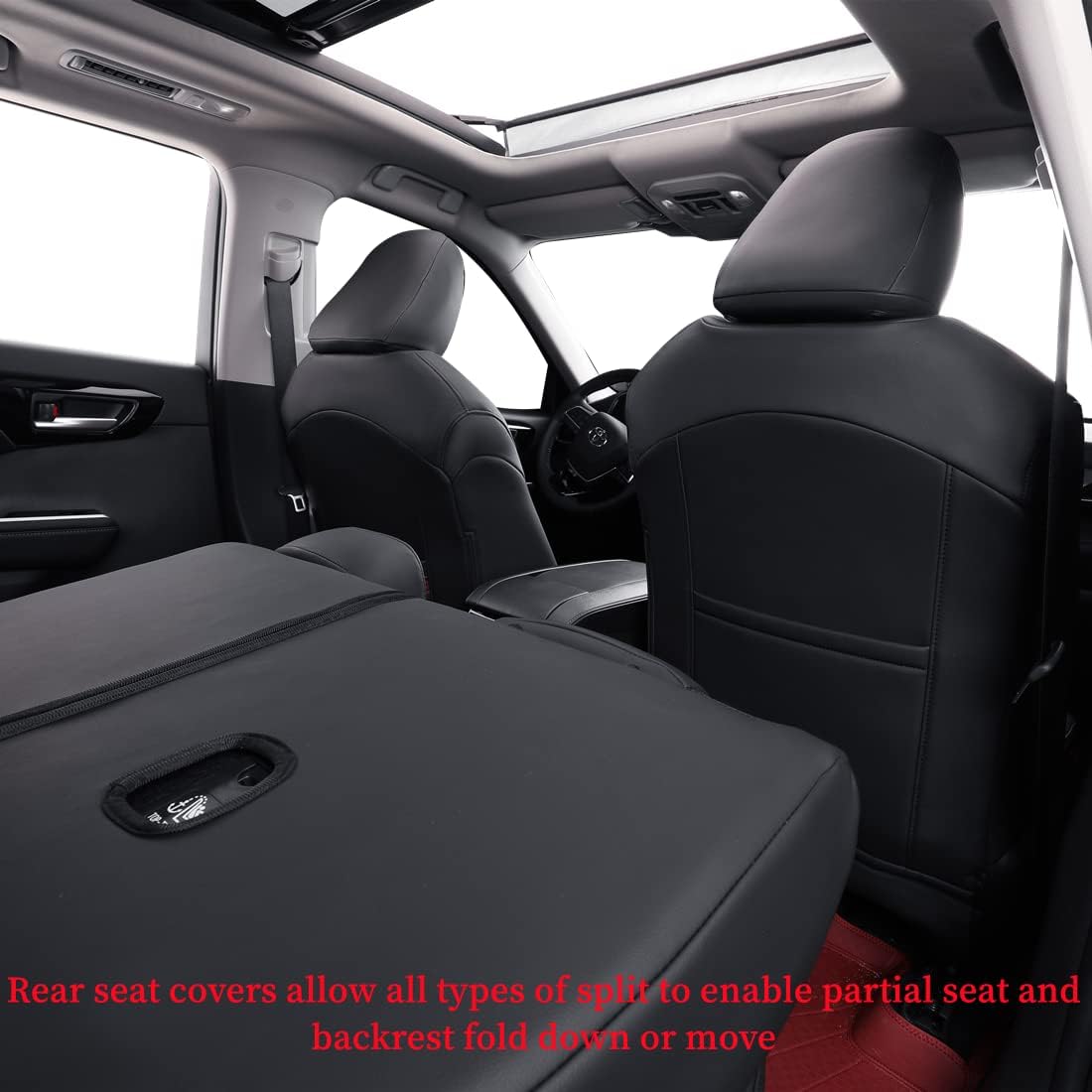coverdream Custom Seat Covers Compatible with Select Toyota Camry XLE, XSE, XLE V6, XSE V6 2018 2019 2020 2021 2022 2023 Models - Leatherette (Black/Red,Full Set)