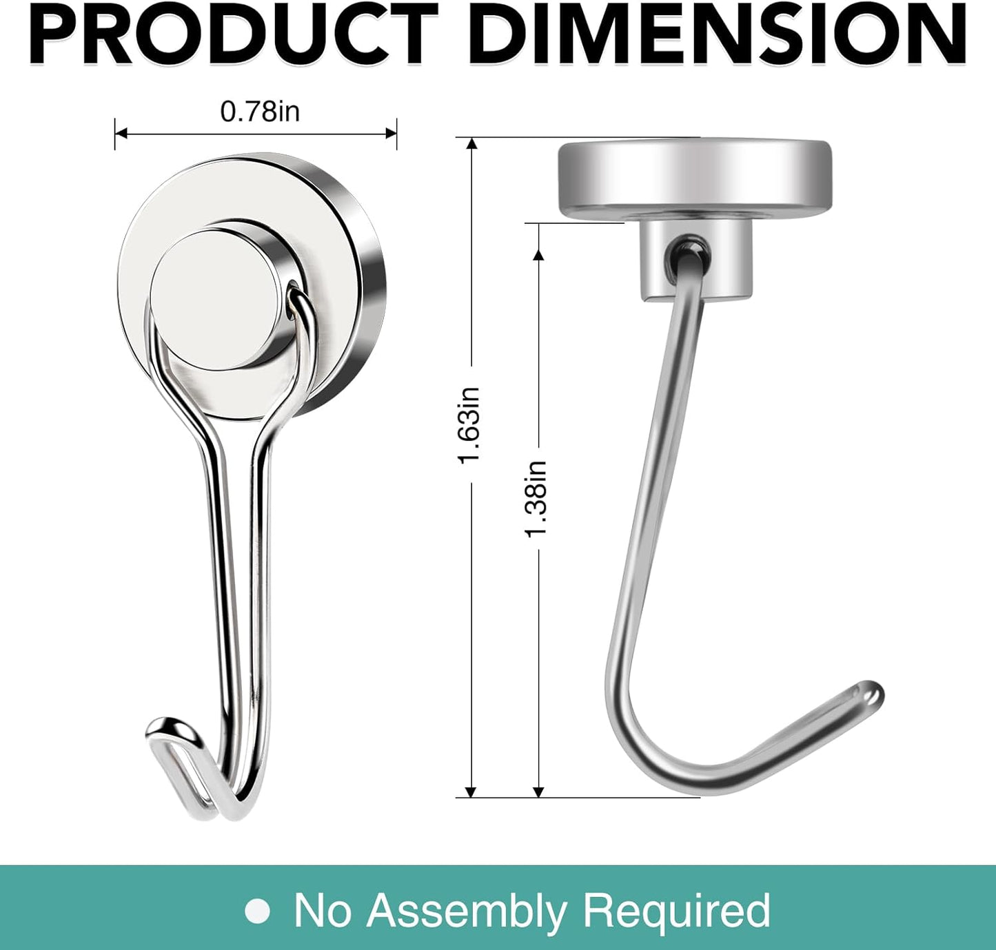 MIKEDE Magnetic Hooks, 40Lbs Heavy Duty Neodymium Magnet Hooks Magnetic Swivel Hooks for Hanging, 10 Pack Rust Proof Strong Magnets with Hook Magnetic Metal Hanger for Fridge, Toolbox, Storage