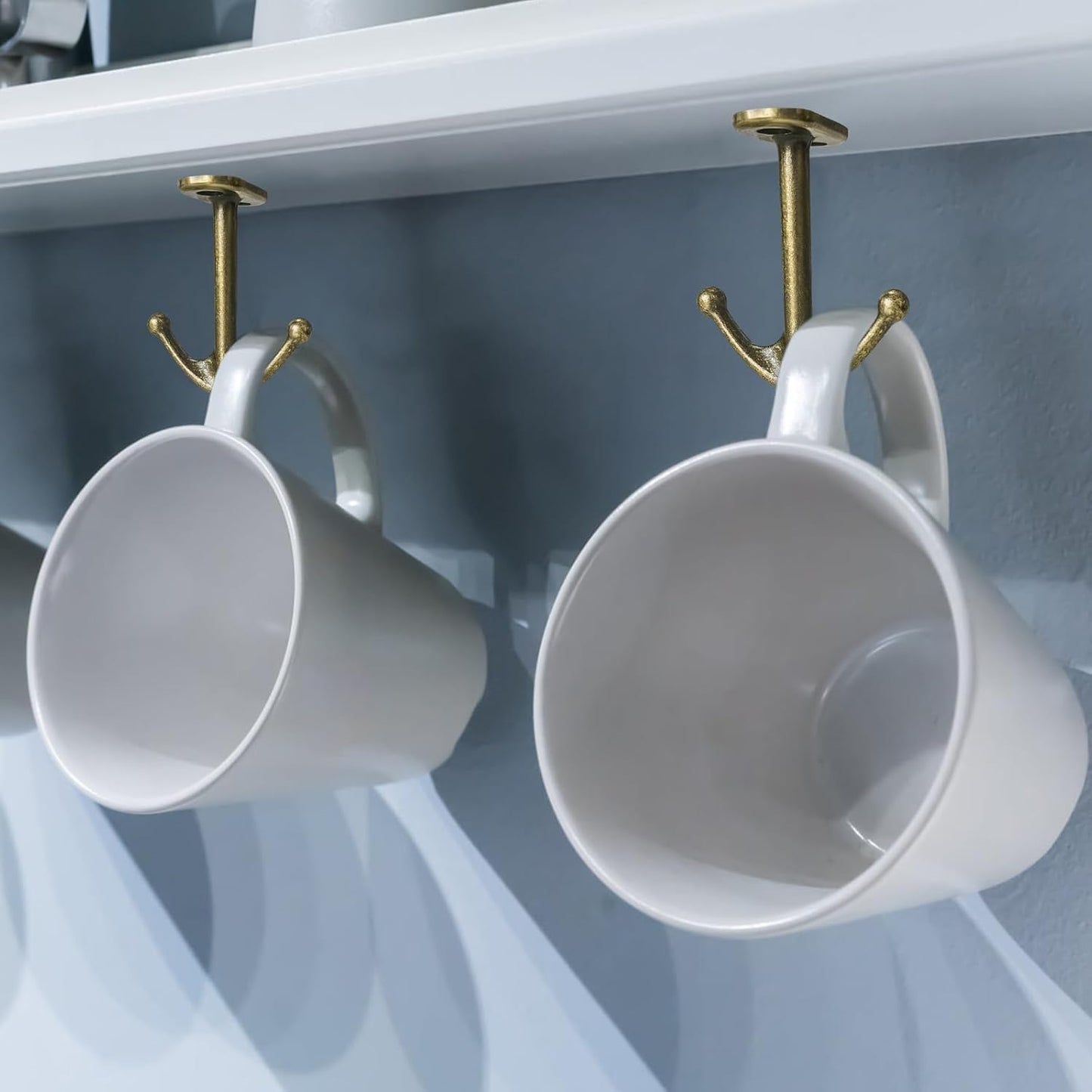 Ball Two Prong Ceiling Hook for Closet Top Bathroom Kitchen Cabinet Garage Pack of 8 (Bronze)