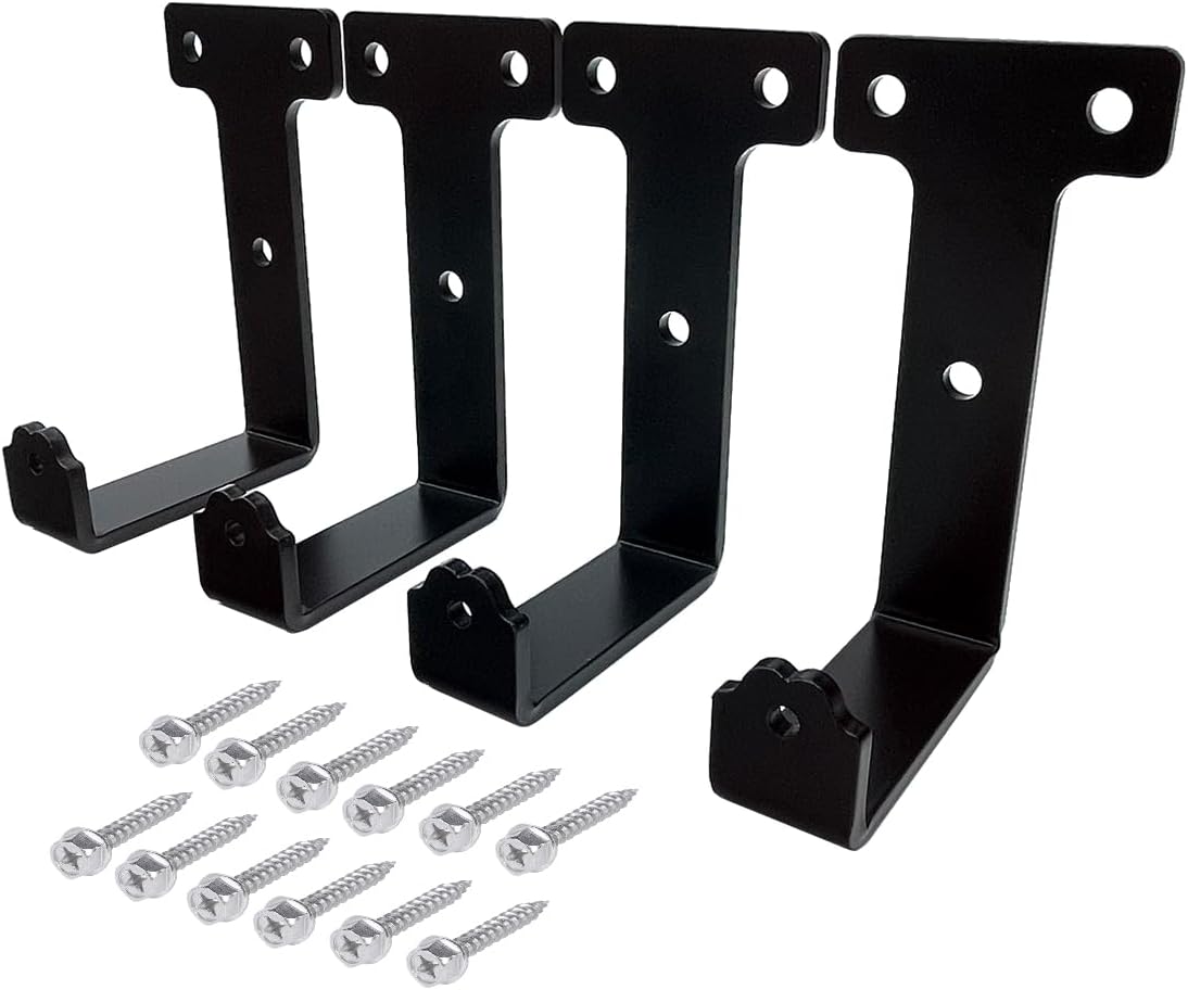 4 PCS black heavy duty metal flat j hooks for hanging 320 lbs,wall mount hooks,plant hanger large steel utility masonry industrial hook for Hanging Garage Storage Home Office Gym Sports Equipment(XL)