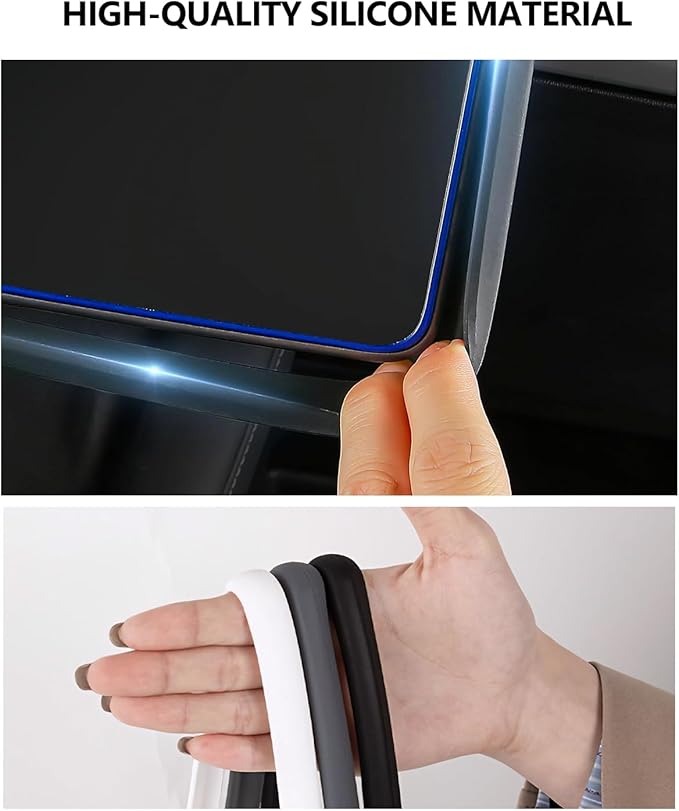 for Tesla Protector Trim Frame Model Y Juniper Model 3 Highlan 2026 Screen Edge Frame Rearview Mirror Cover Model Y Accessories Interior Silicone Decorations Center Console Decor Black