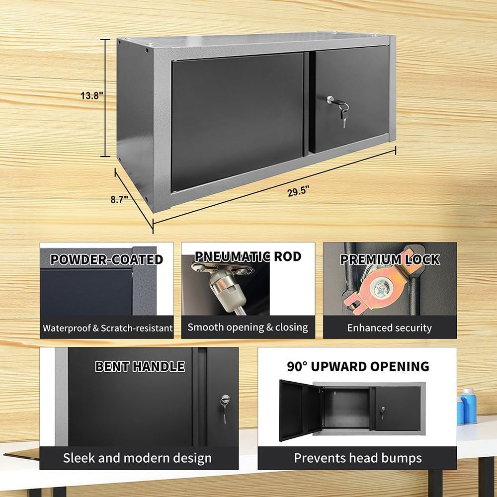 JZD Metal Tool Storage Cabinet Set, Pro Tool Organization System for Garage, Wall Mounting Not Necessary
