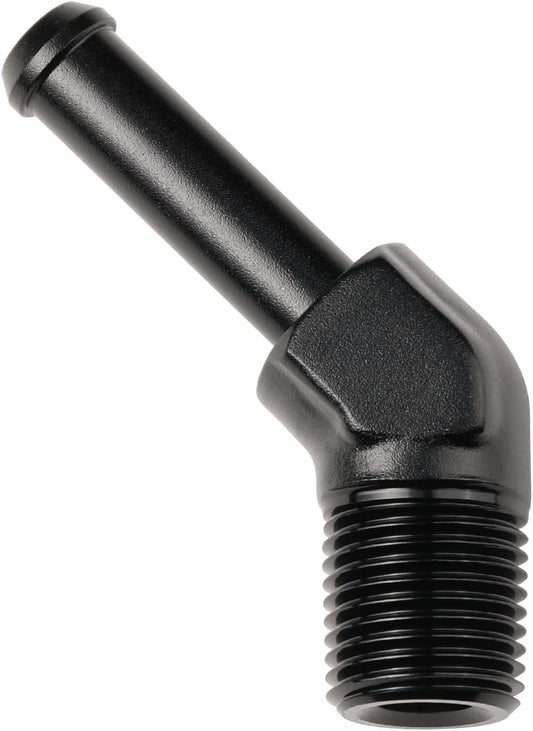 1/8 NPT Male to 1/4" Hose Barb Fitting Adapter 45 Degree Elbow Aluminum Black