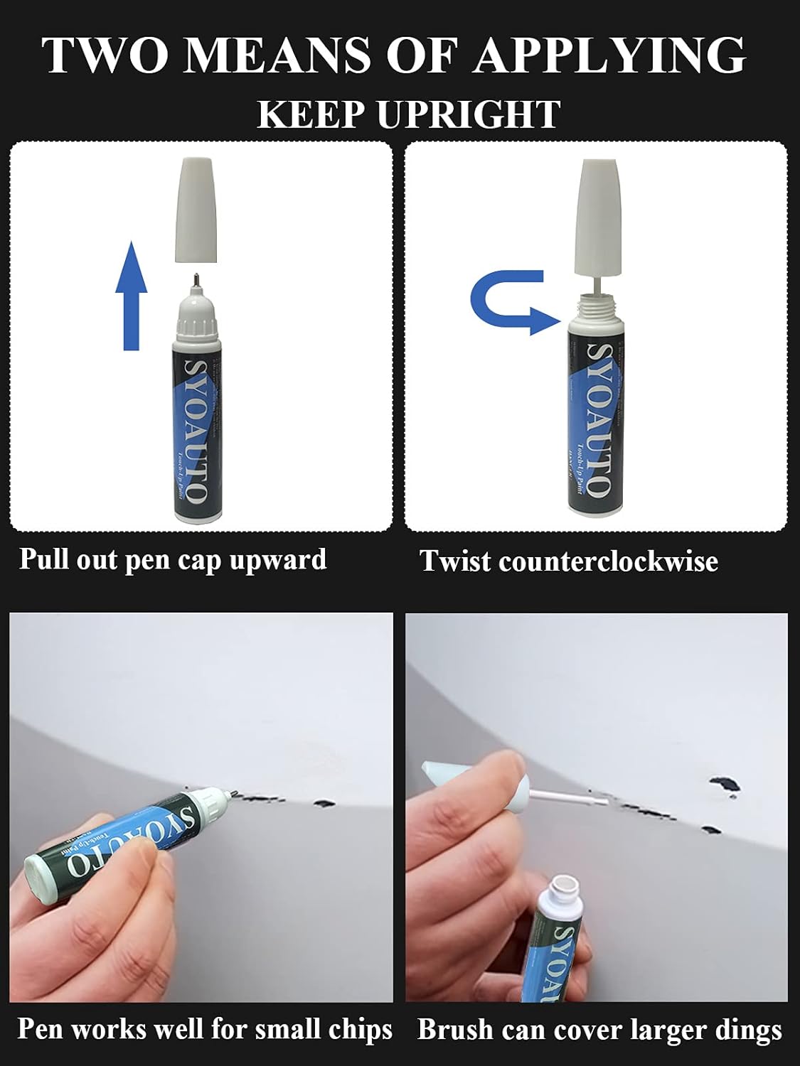 SYOAUTO Classic Silver 1F7 Touch Up Paint Fit for Toyota Cars Auto Touch up Paint Scratch Repair Pen Brush and Tip 2 in 1 Classic Silver 1F7