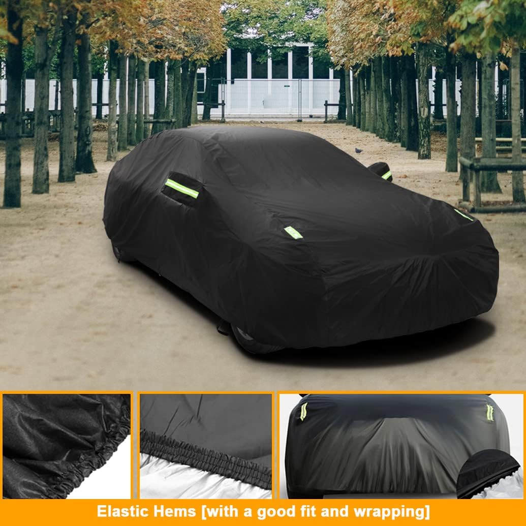 Waterproof Car Cover Compatible with Tesla Model S 2025-2012, Custom All Weather Cover with Cotton Lining, Snow Rain Sun Car Protection for Outdoor Indoor, Heavy Duty Windproof Covers