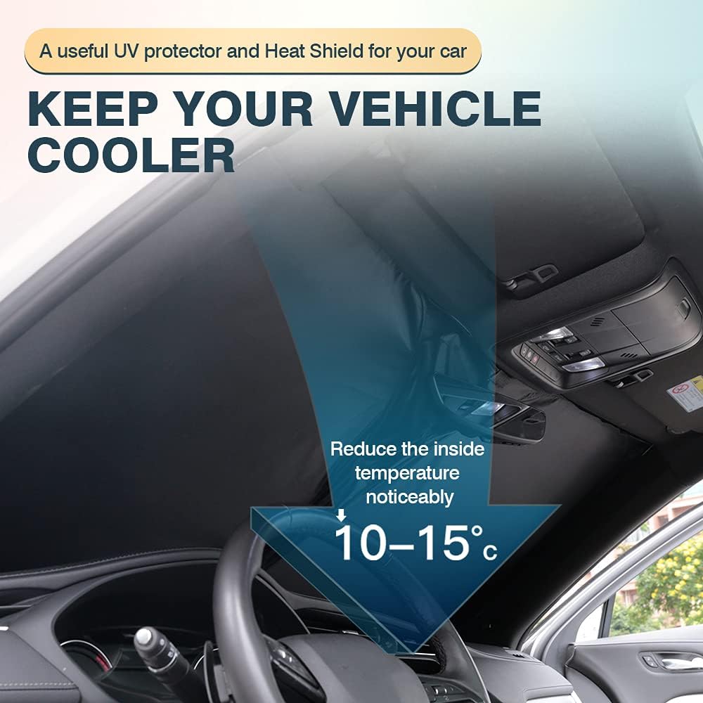 Cartist Windshield Sun Shade Fits for Dodge Caravan Mini Van 2010-2020, (NOT for Dodge Grand Caravan) Foldable Window Sunshade for Caravan Accessories