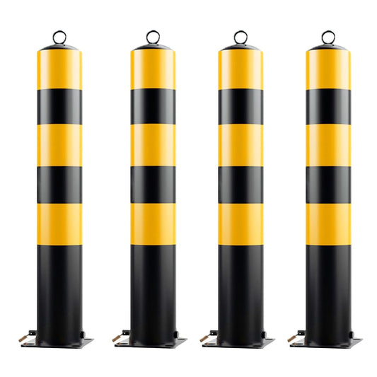 Steel Safety Bollard Post, with Lock Bollard Post Removable Security Posts, Parking Bollards, Parking Barriers Concrete, Powder Coat, for Parking Lot, Driveway and Sidewalk(Black (4pcs),50cm/19.7in)