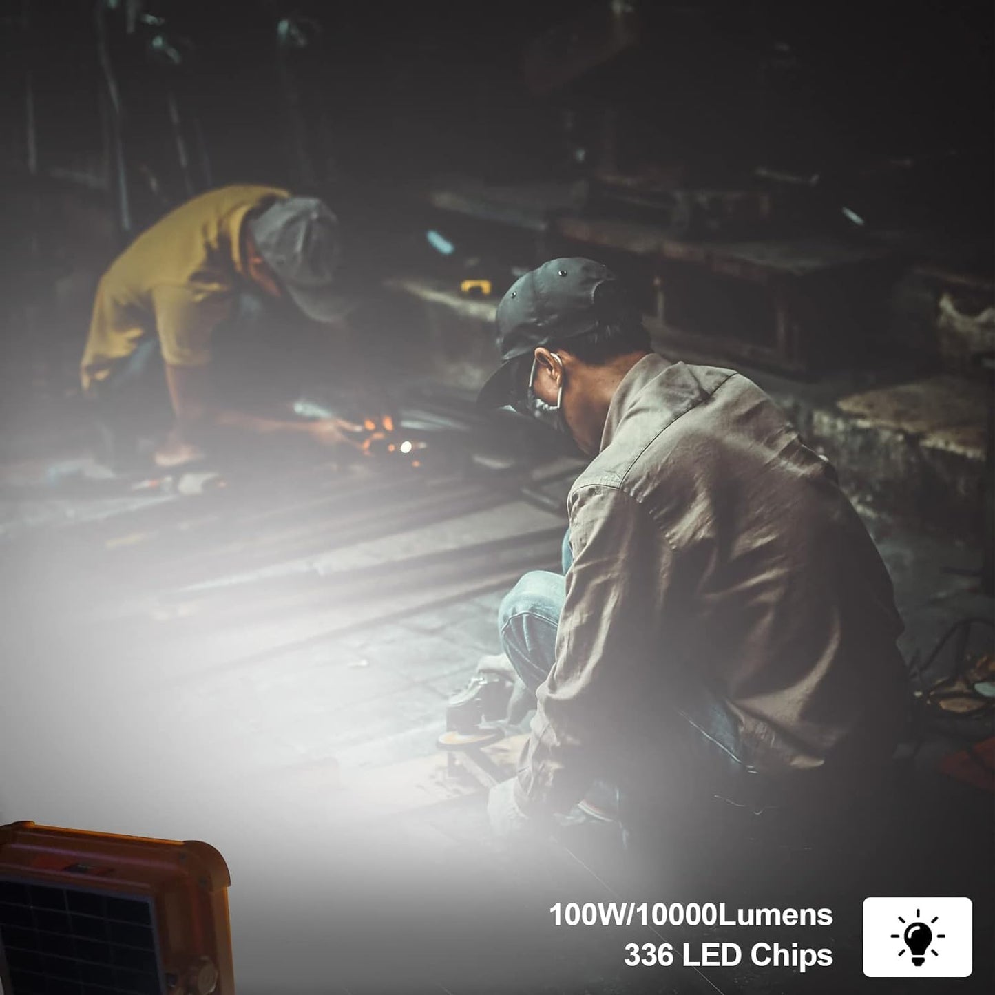 Portable LED Work Solar Light 100W 16500mAh 10000 LM with Stepless Brightness Job Site Battery Rechargeable LED Floor Light for Emergency Worklight for Hurricane Father's Day Gift