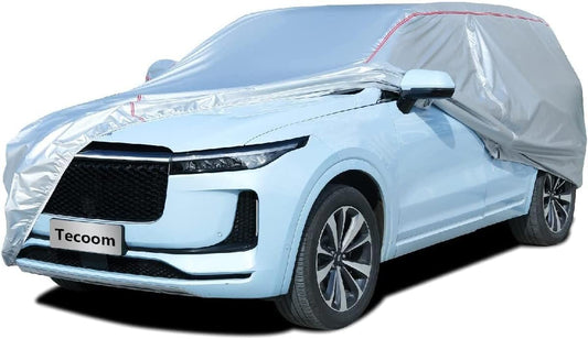 Tecoom Hard Shell Zipper Design Waterproof UV-Proof Windproof Car Cover for All Weather Indoor Outdoor Fit 206-215 Inches Full-Size SUV/Van