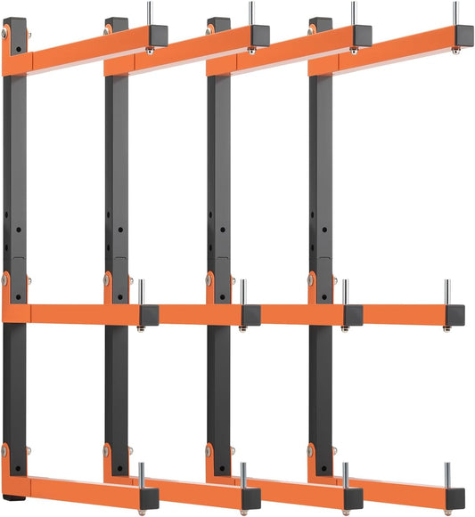 4 Pack Lumber Rack Wall Mount, Heavy Duty Wood Storage Racks, 6-Level System Organizer Shelving, 720 LBS Capacity Hanging Garage Shelves, Orange Brackets Utility Metal Shelf for Indoor and Outdoor