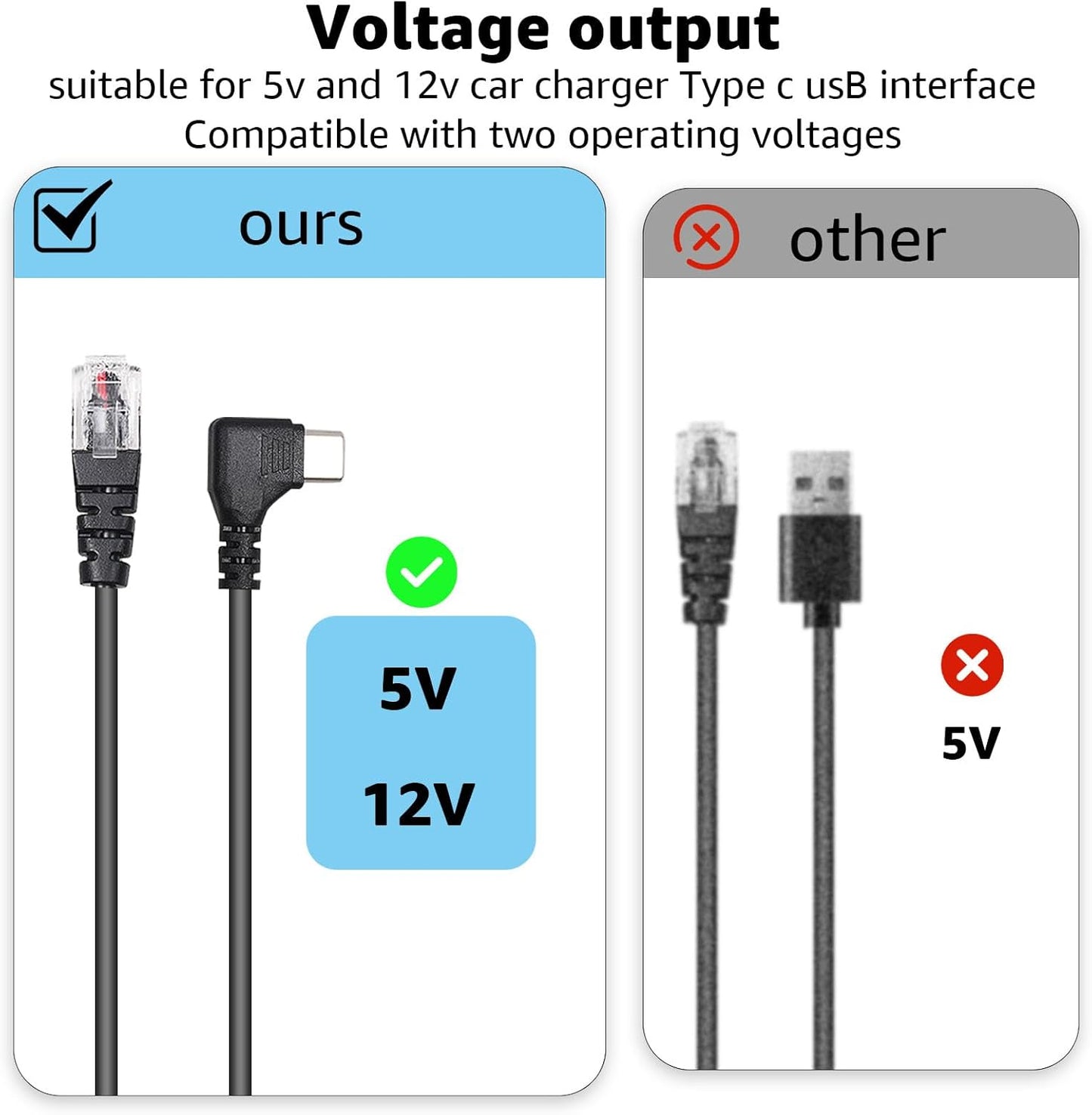 Type-c to RJ11 Radar Detector Power Cable,DC 5V-12V Power Cable Replacement for Uniden, Escort, Radenso XP, Beltronics & Whistler Radar Detectors (13FT Length)