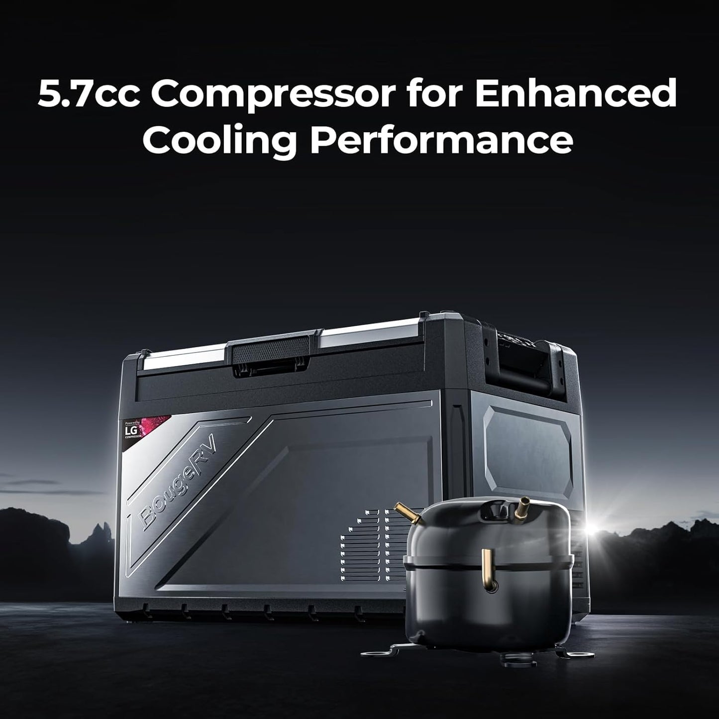 BougeRV 12 Volt Portable Refrigerator, 55 Quart Rocky V2.0 Dual Zone Car Fridge Freezer with APP Control, Compressor Cooler 12/24V DC, 110~240V AC for Overlanding, Camping, Travel, RV, Truck