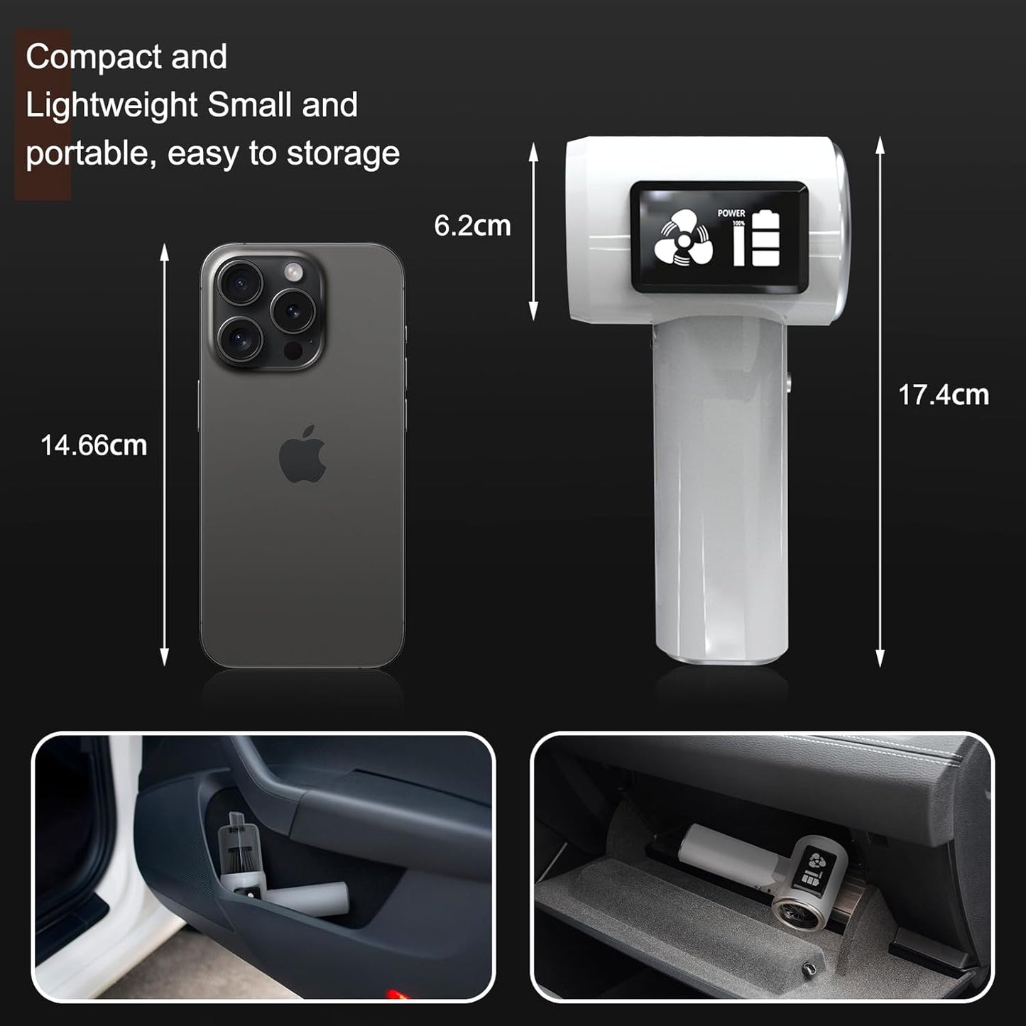 Mini Cordless Handheld Vacuum Cleaner, 21000Pa Strong Suction, 2-Speed USB-C Rechargeable for Car, Home, Office Desk – Pearl White | Faddish Portable Cleaner