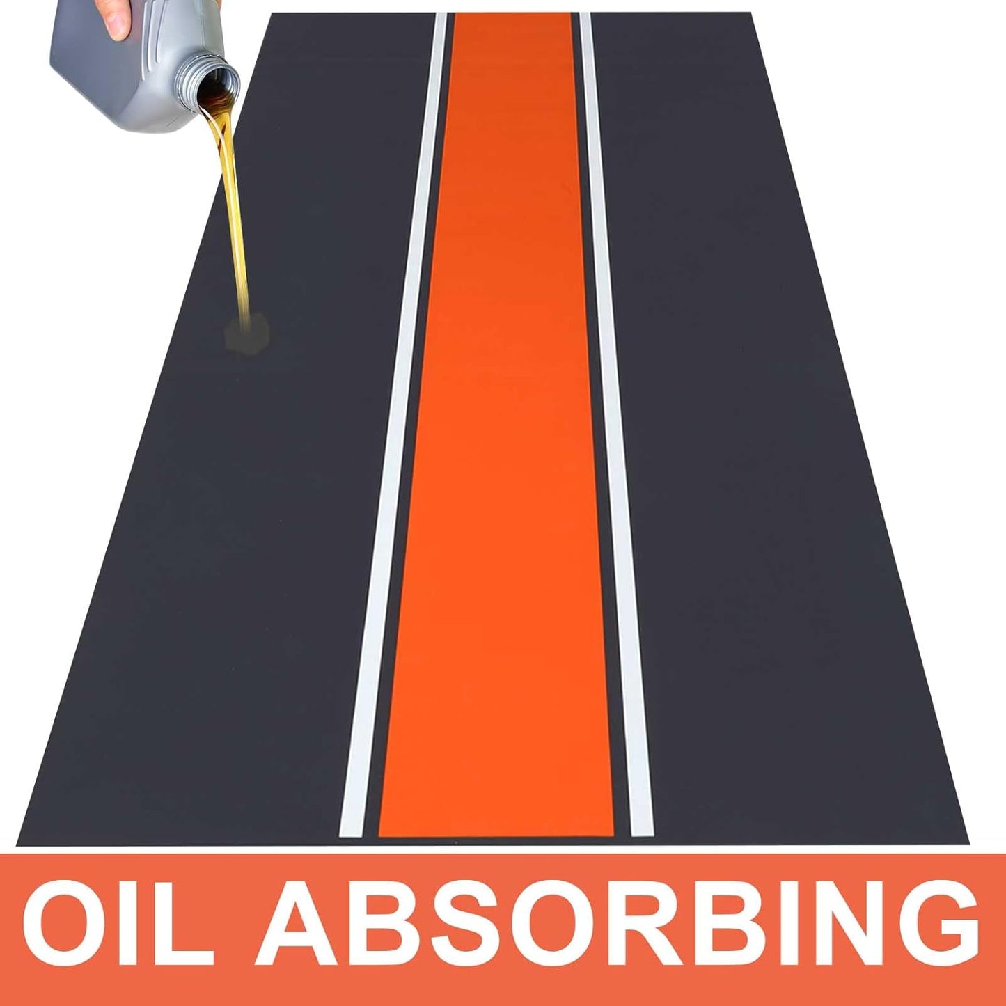 78 x 31 Inch Motorcycle Mat Garage Floor Rug Washable Parking Mats for Garage Floors Non Slip Oil Absorbent Pad Rubber Backing Layer Protects Floor from Spills Drips Stains (Cycle Style)